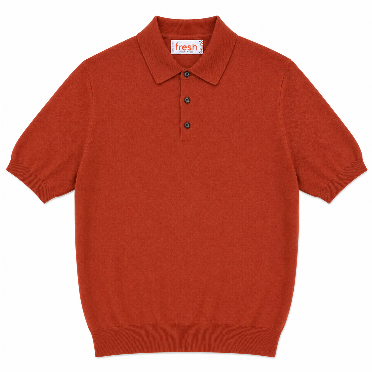 FRESH Extra Fine Crepe Cotton Knitted Polo in Cayenne Red