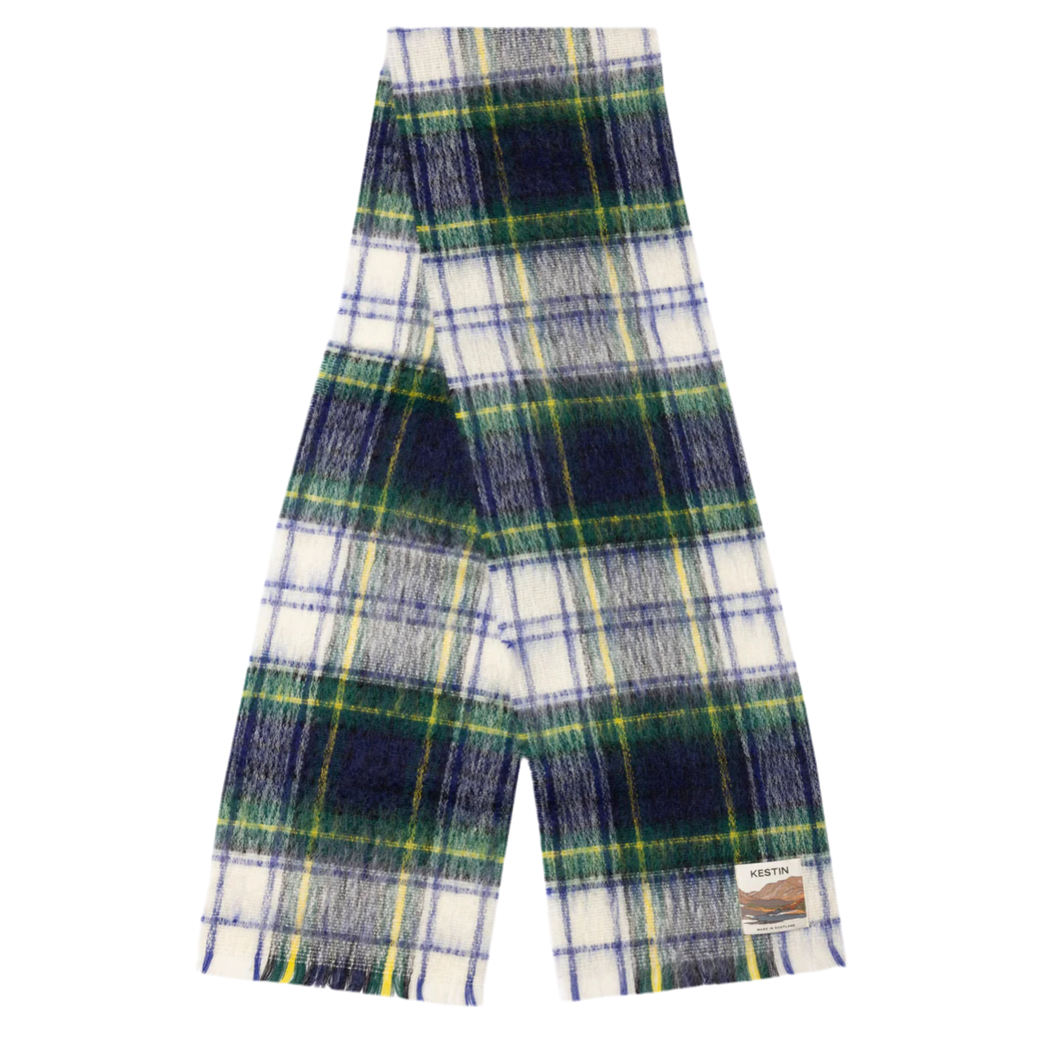 KESTIN Muir Brushed Scarf in White Check Mohair Blend
