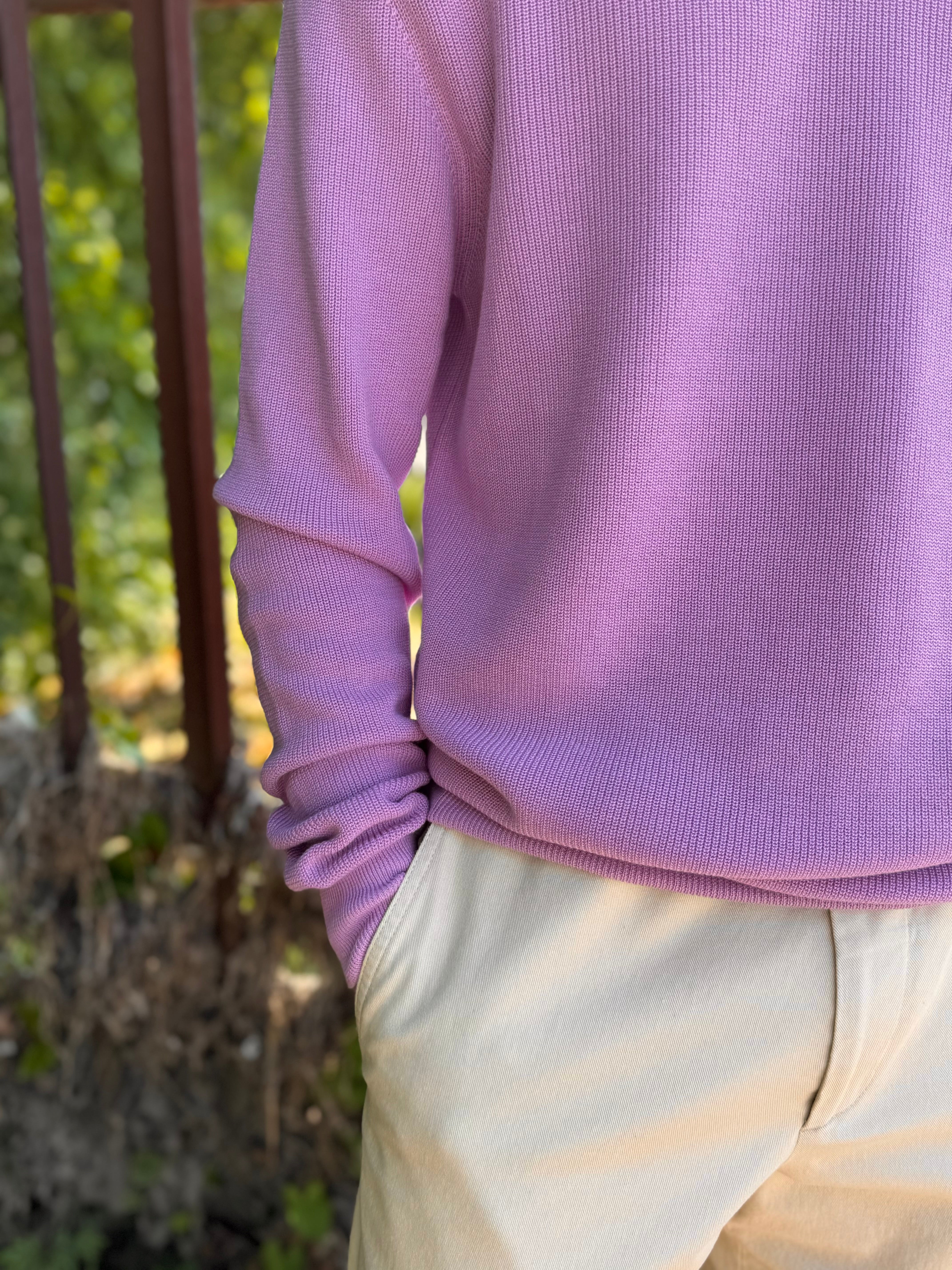FRESH René Italian Cotton Crew Neck Sweater in Lilac