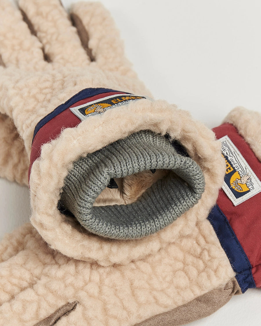 ELMER Teddy Gloves Wool Pile Beige Wine 5 Fingers EM353