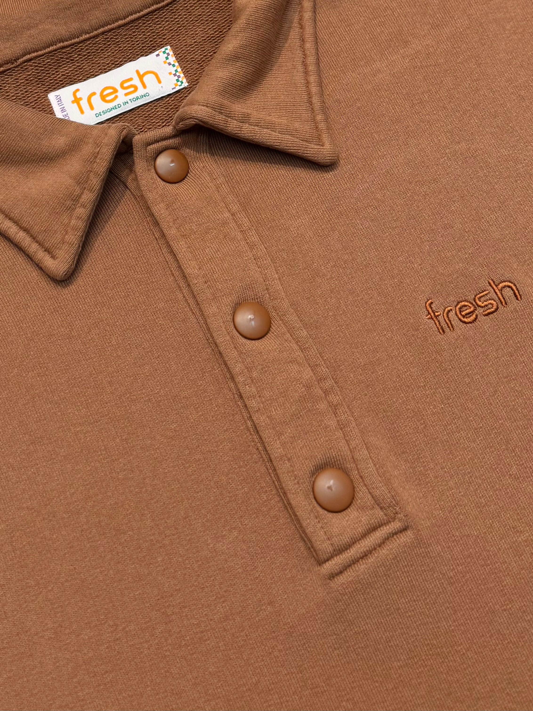 Felpa polo in cotone FRESH Mike in marrone