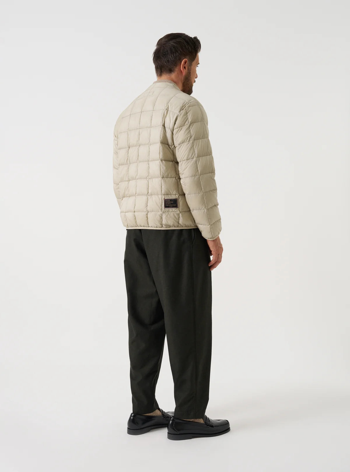 TAION x UNIVERSAL WORKS Ice Grey Nylon Soft Shell Down Cardigan