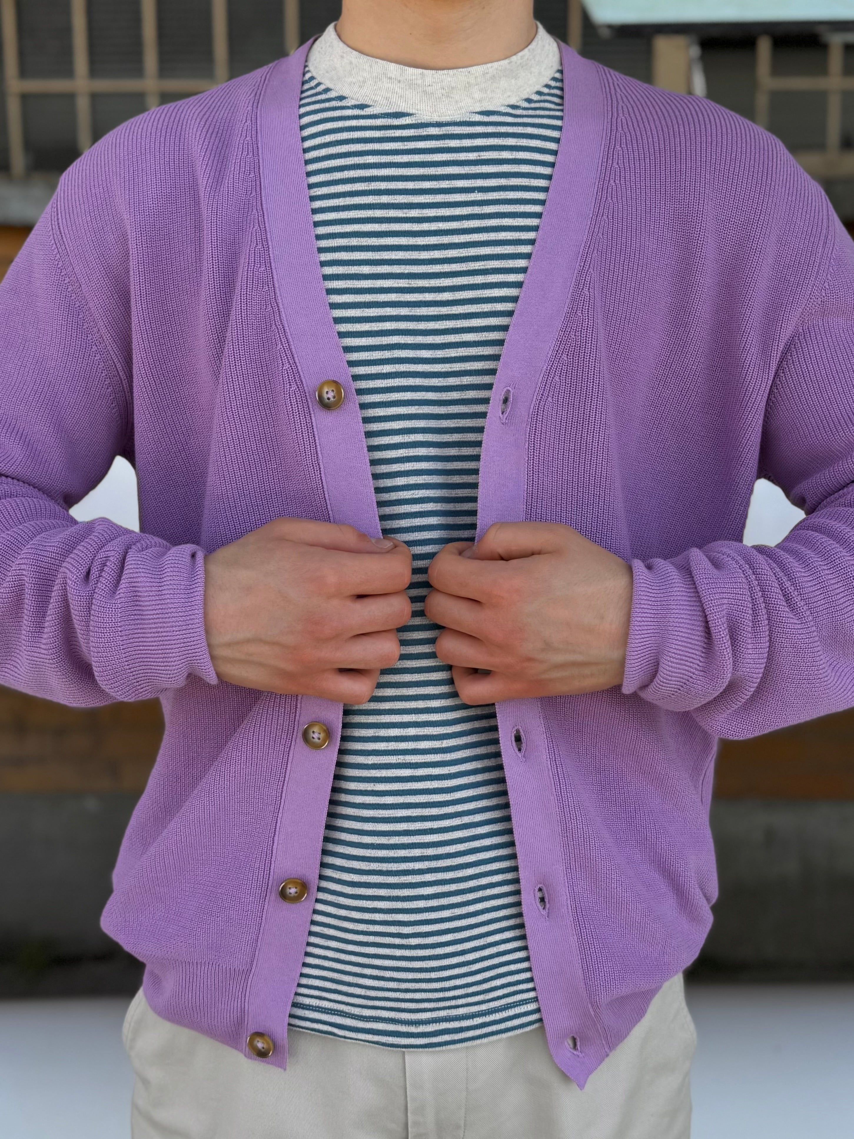 FRESH Scott Italian Cotton Cardigan in Lilac