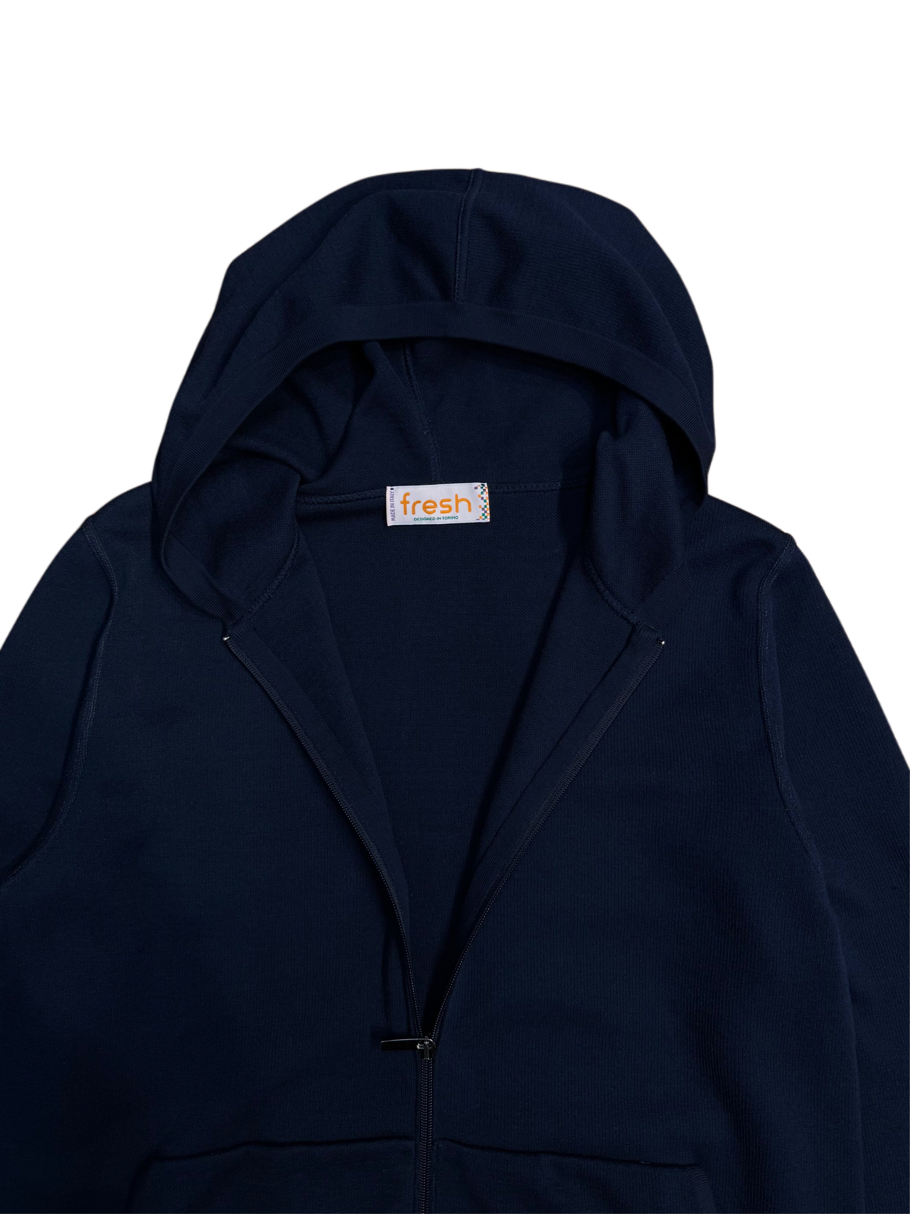 Sweat-shirt à capuche en coton bleu marine NEUF