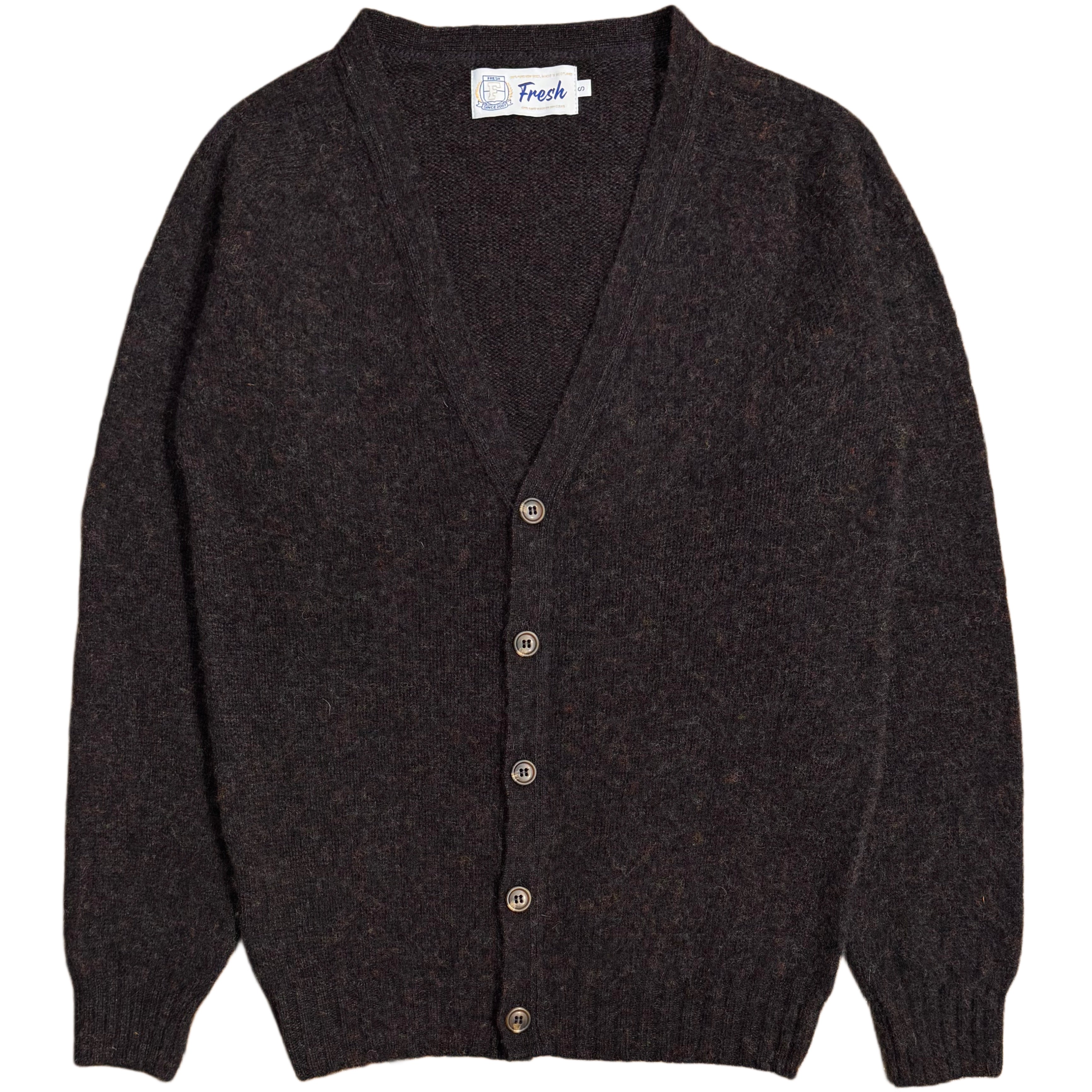 FRESH Dave Shaggy Shetland Wool Cardigan In Volcano