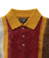 BEAMS PLUS Knit Polo Shaggy Sweater Mustard