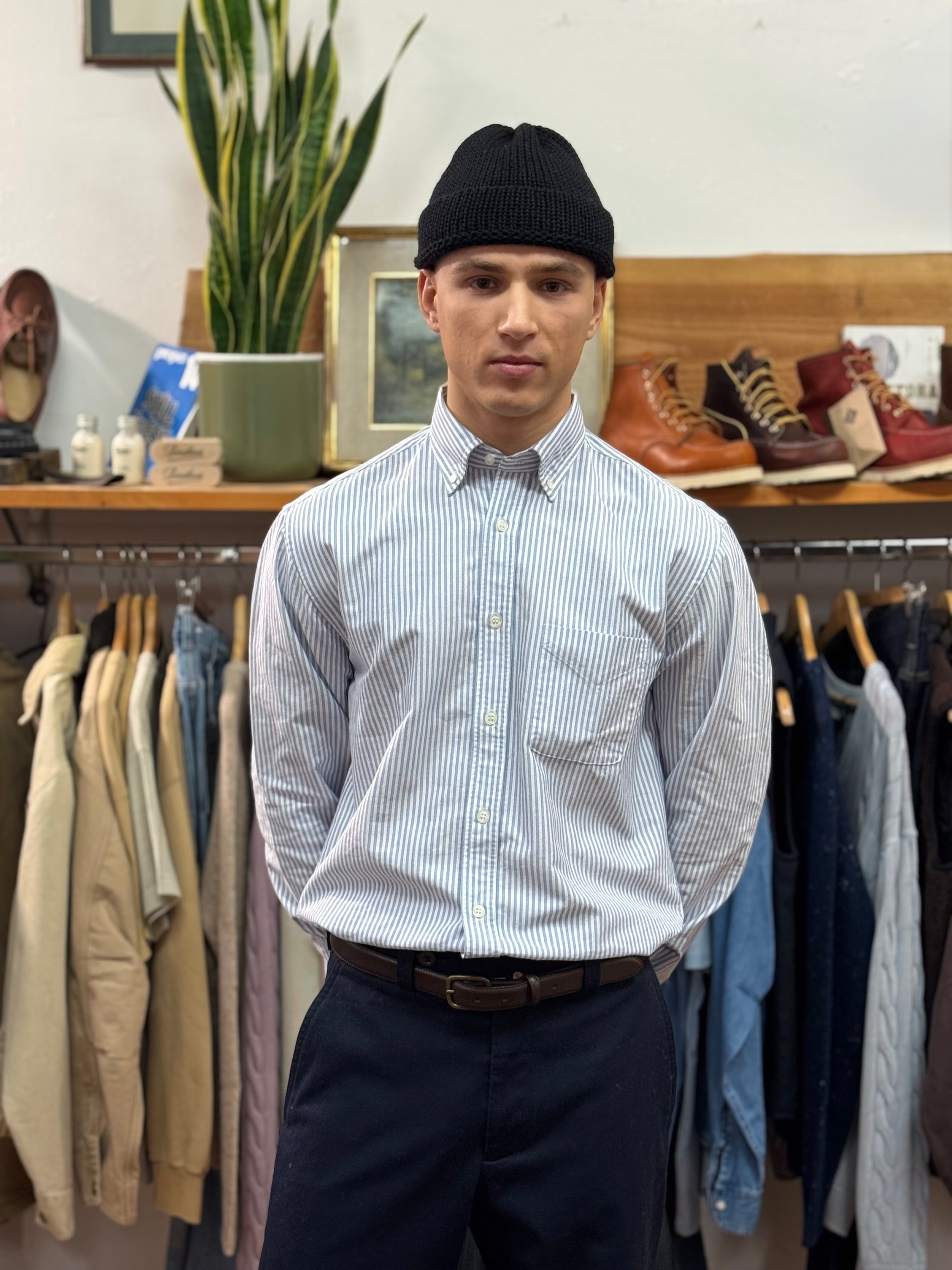 FRESH Blue Striped Oxford Cotton Button Down Shirt