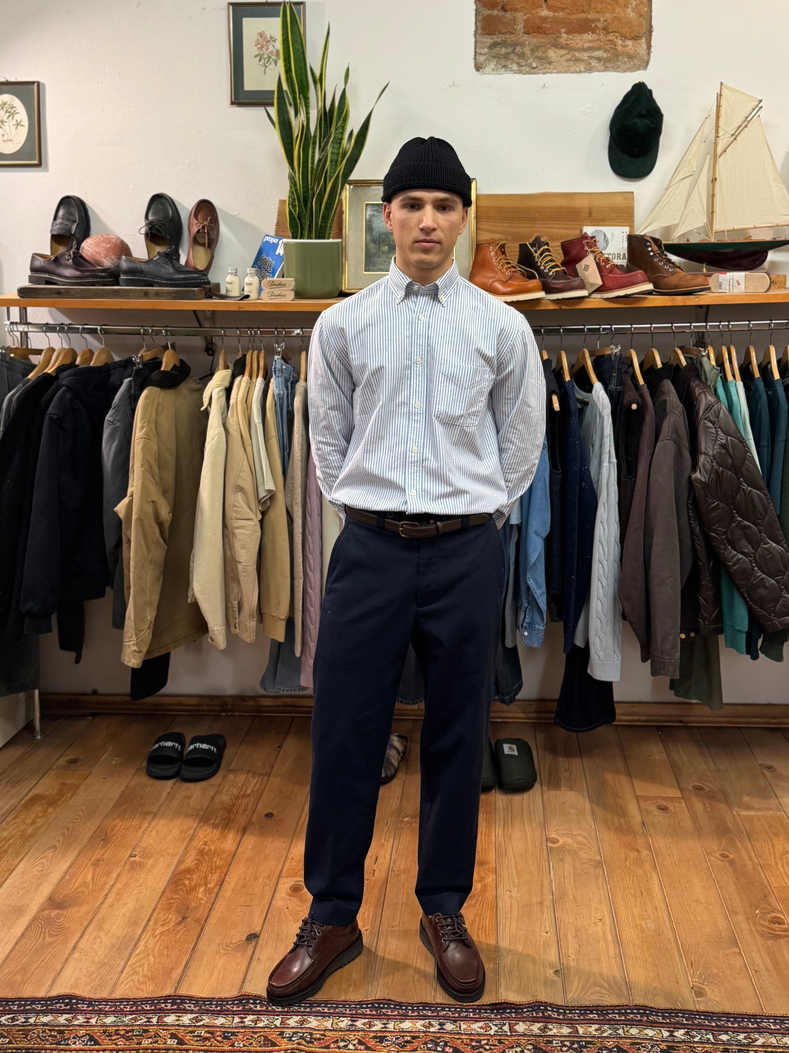 FRESH Blue Striped Oxford Cotton Button Down Shirt