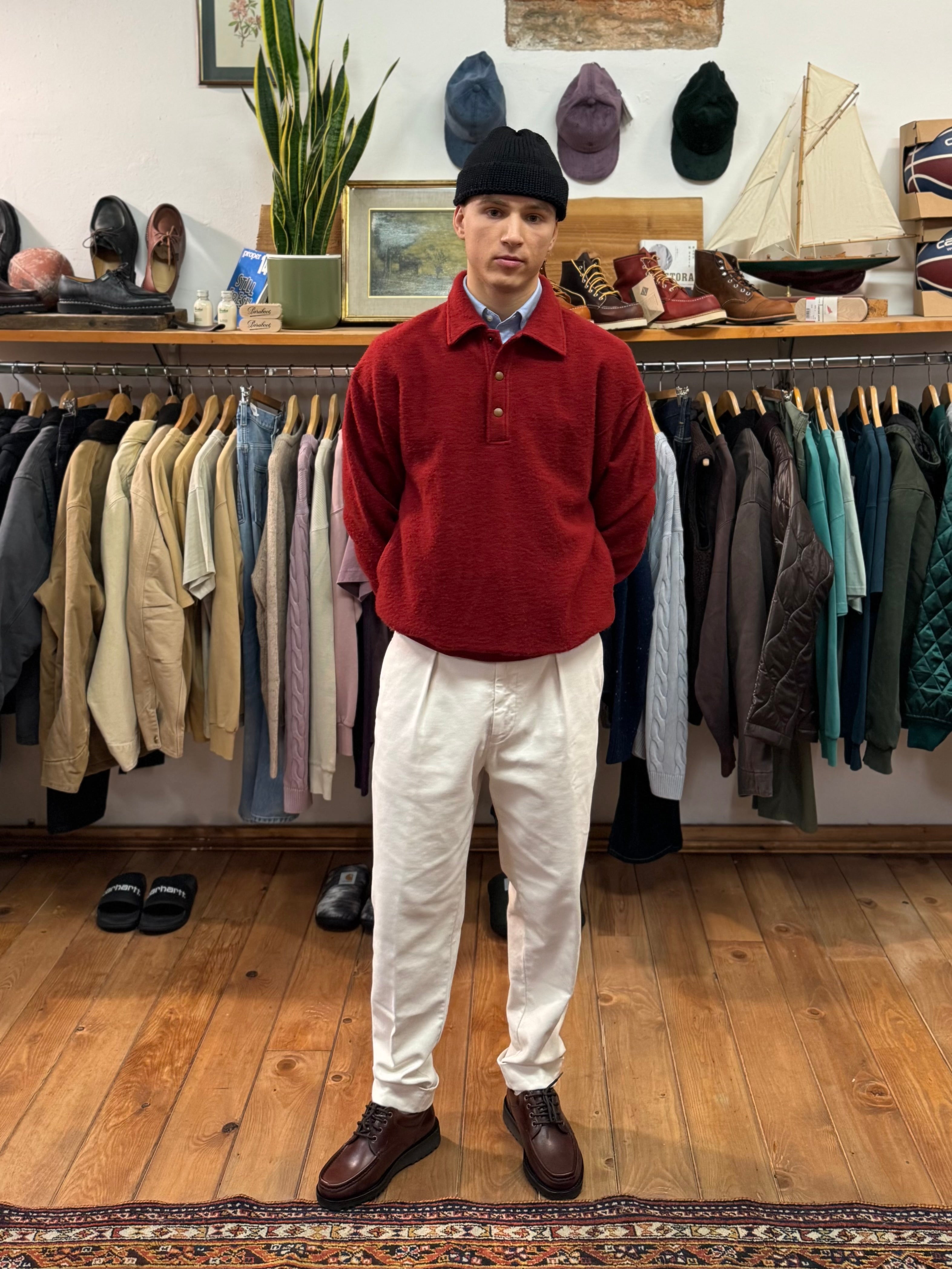 FRESH Bamboo Polo Sweater In Red