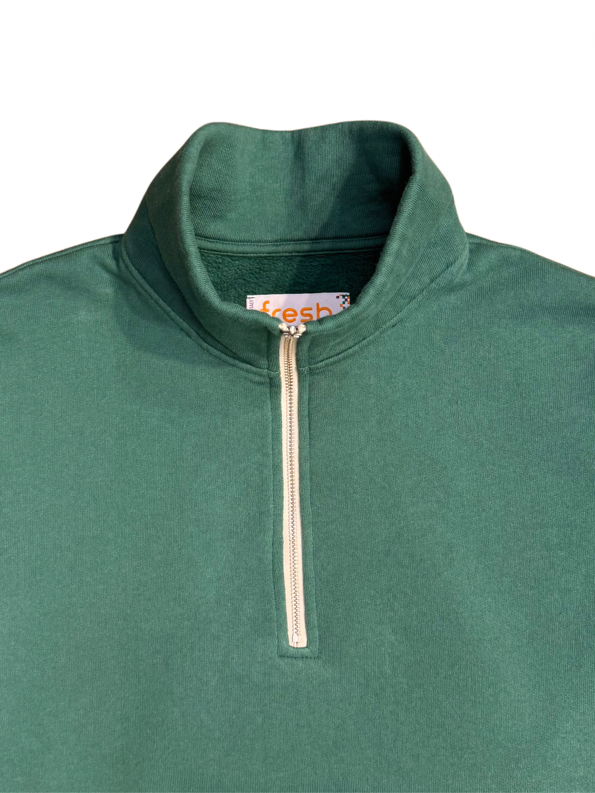 FRESH Barry Cotton Quarter-Zip Sweatshirt in Green