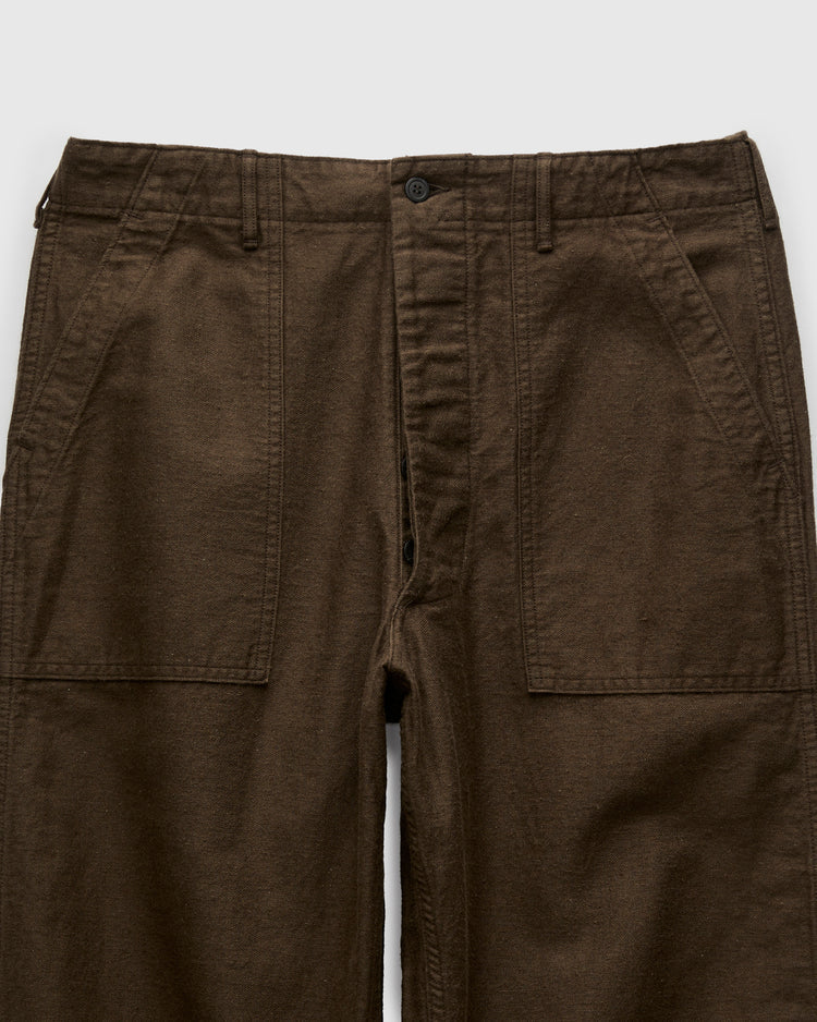 ORSLOW Relax Fit Cotton Linen Moleskin Fatigue Pants Coffee Brown