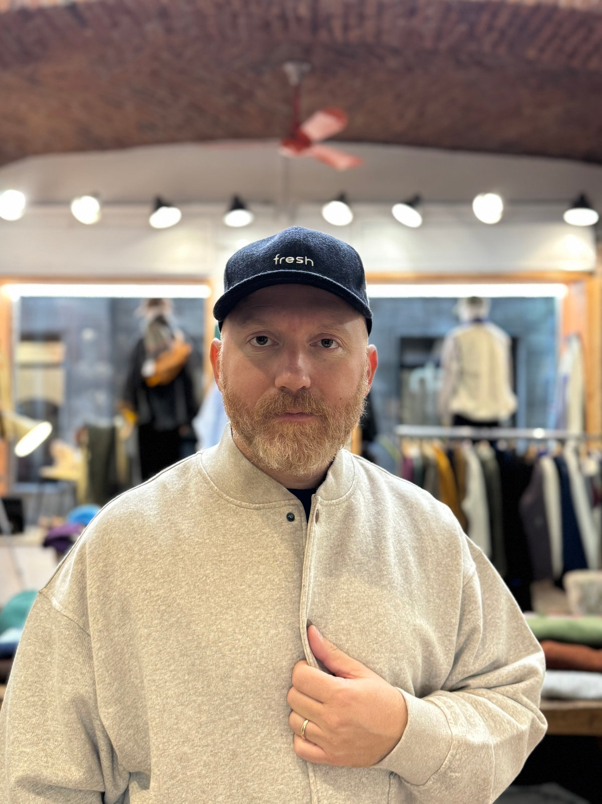 FRESH Harvard Bomber Sweatshirt in Sand