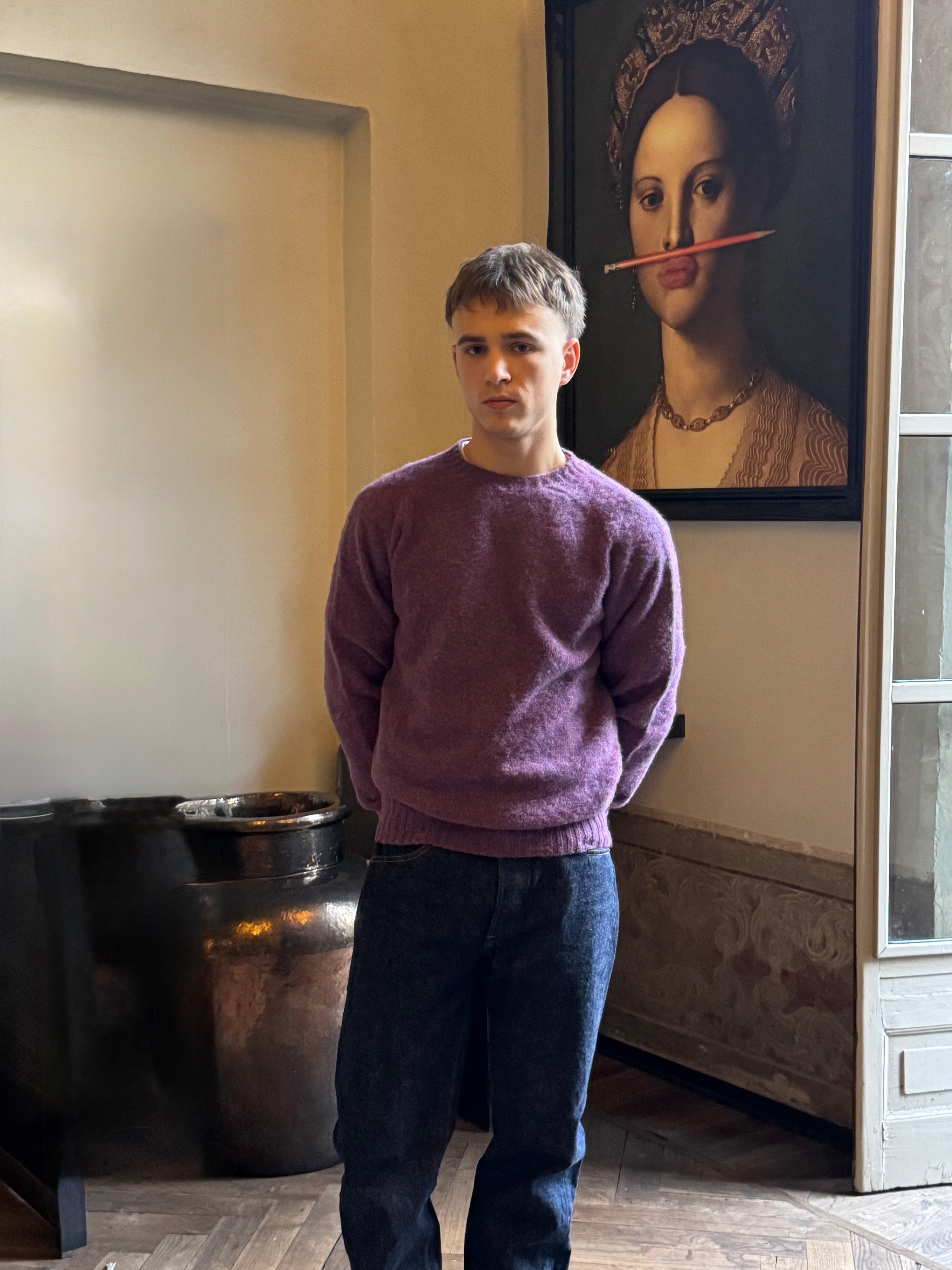 FRESH Sean Shaggy Shetland Wool Jumper In Calluna