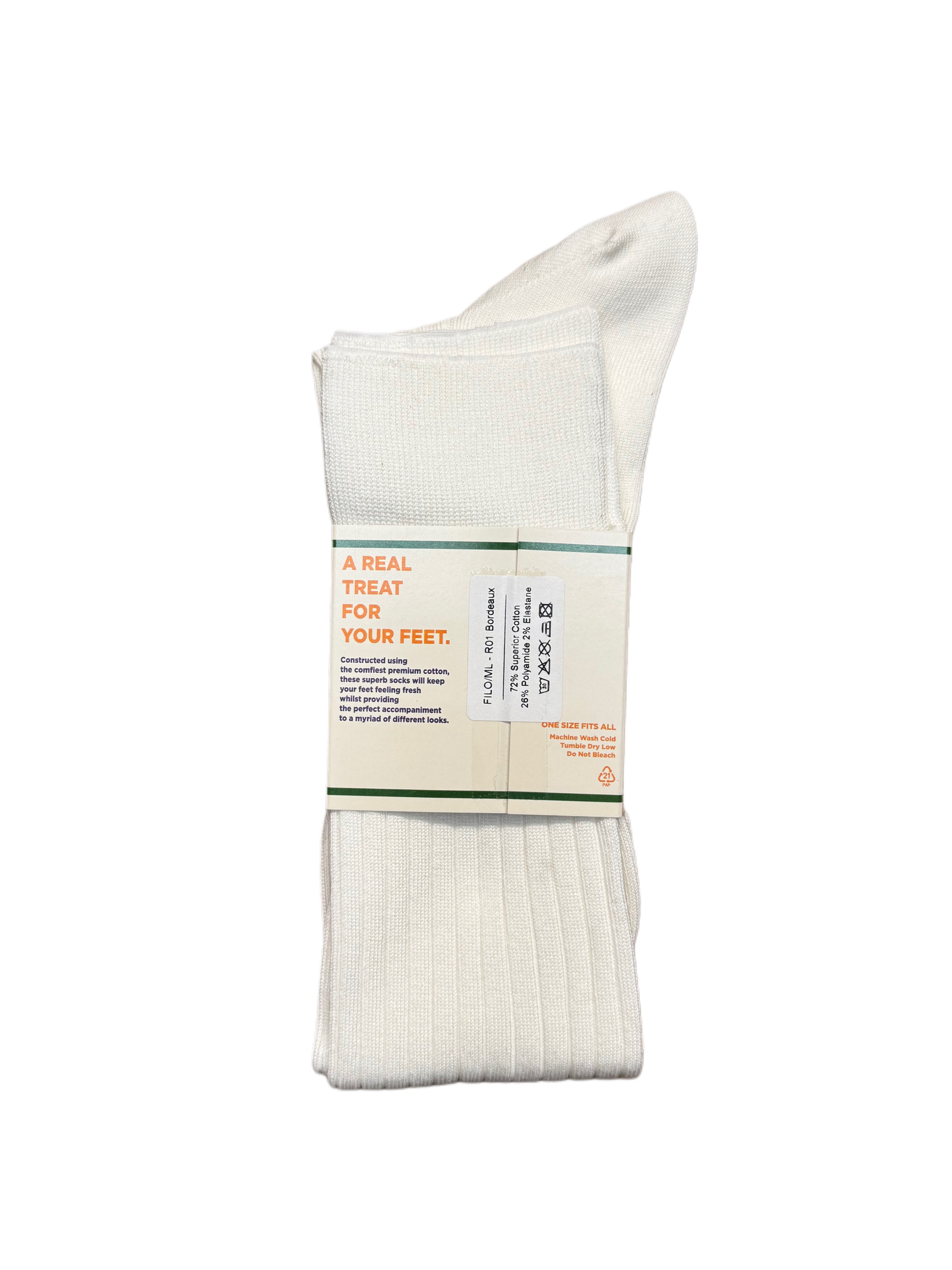 FRESH Cotton Over-the-Calf Lenghth Socks In White