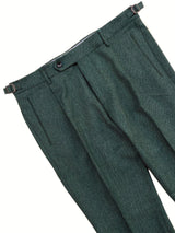 FRESH Wool Pleated Chino Pants In Gem Green