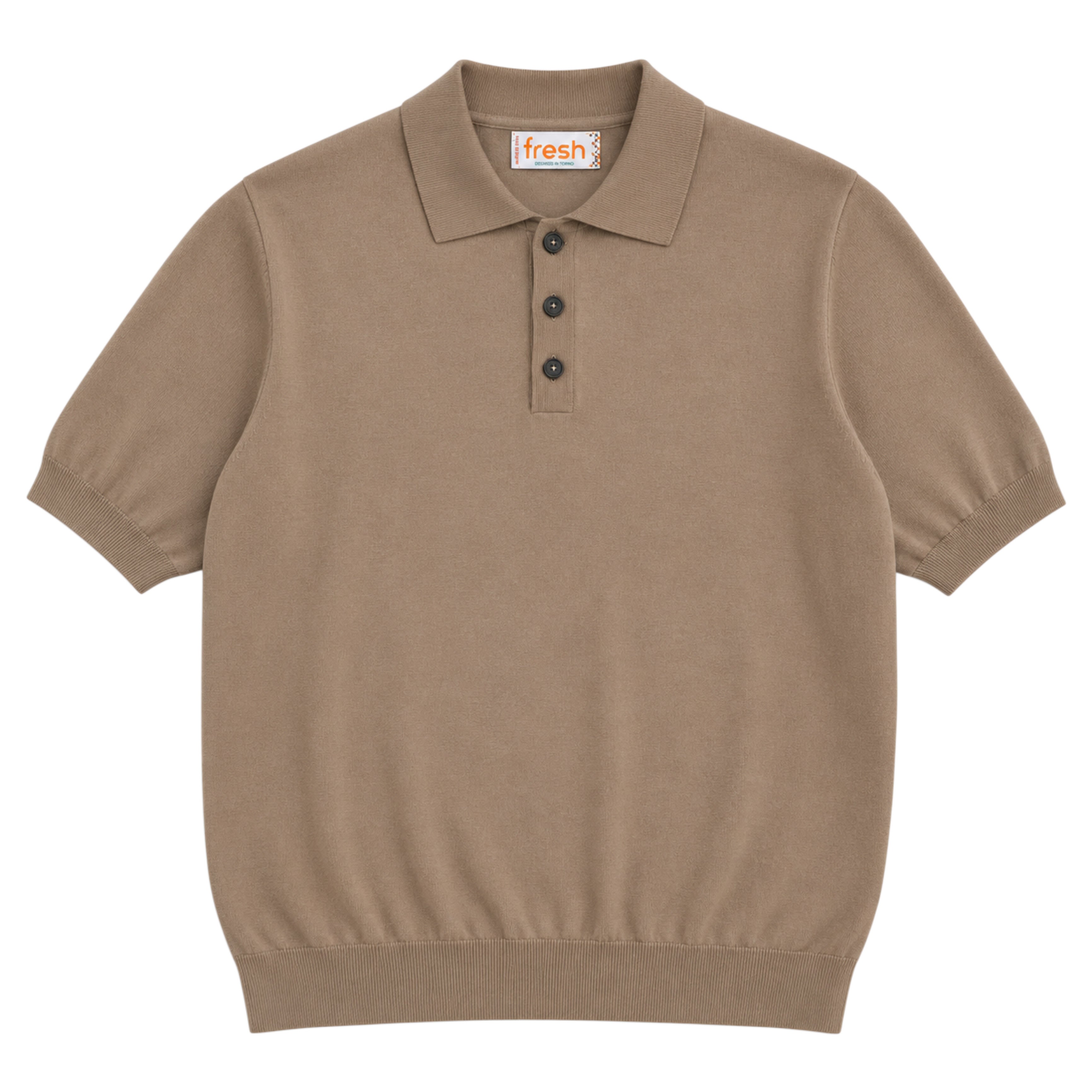 FRESH Weller Extra Fine Cotton Knitted Polo In Sand