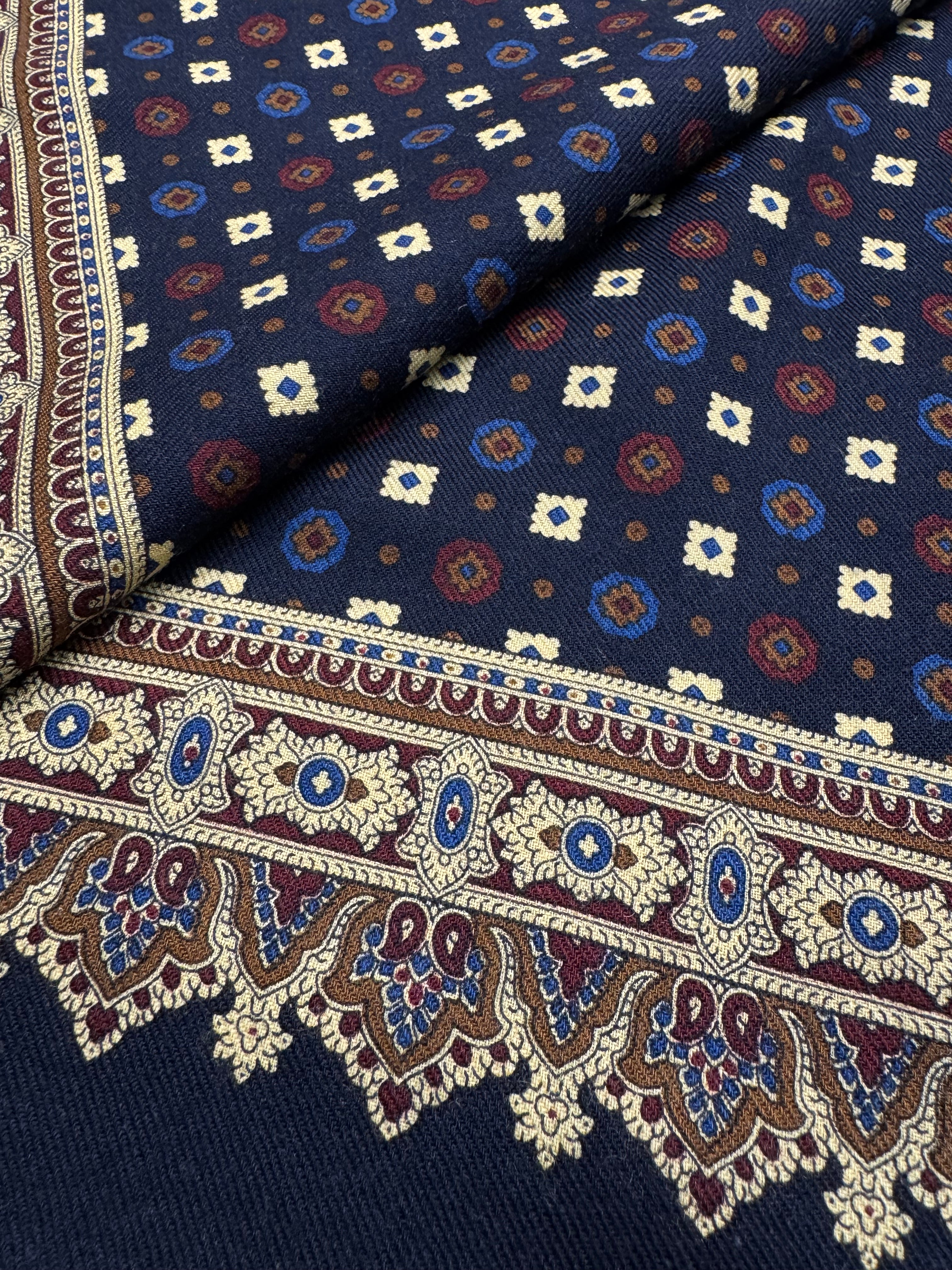 FRESH Fine Wool Scarf in Navy Paisley