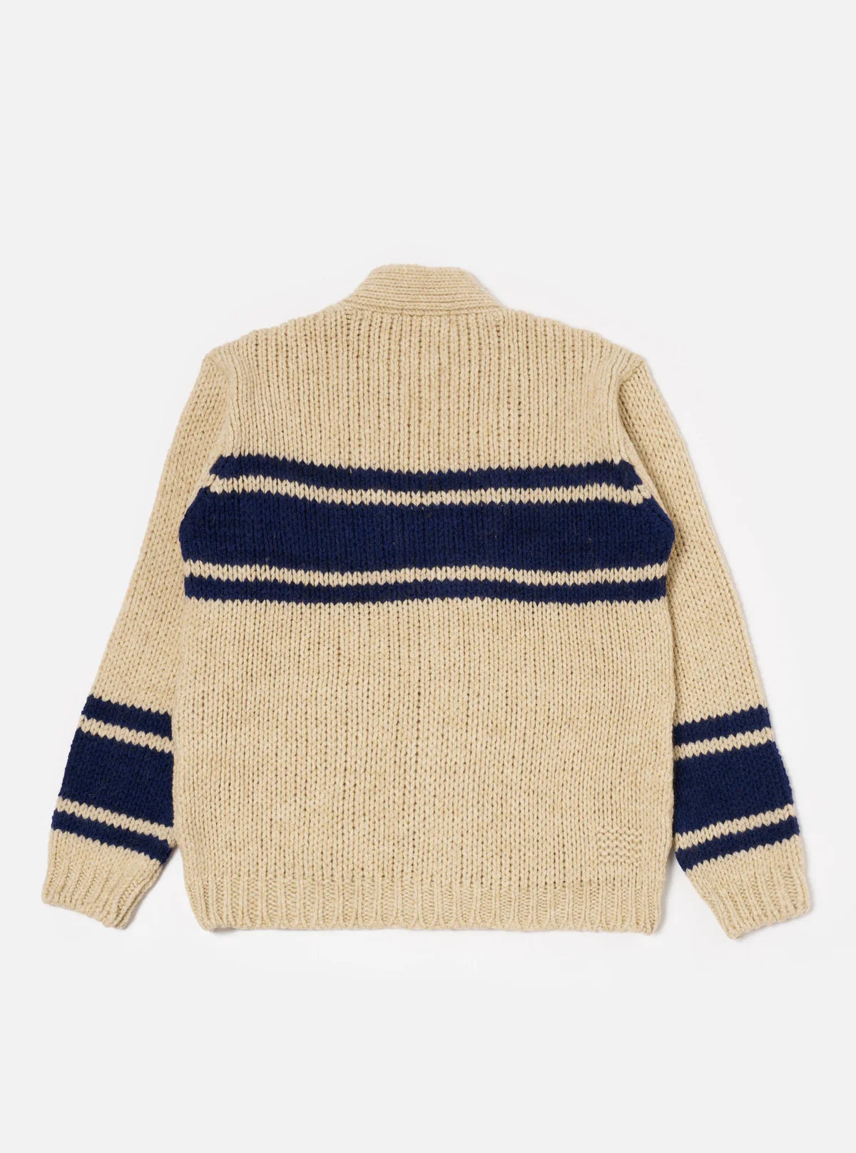 UNIVERSAL WORKS Sand Chunky Knit Stripe Langdale Cardigan