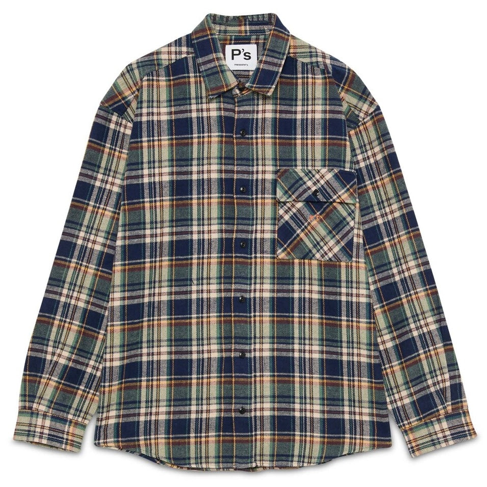 PRESIDENT’s Shirt Kith P'S Flannel check Brushed Blue/Gold