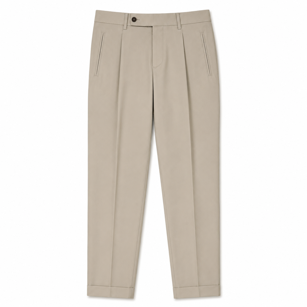 FRESH Pantalon Chino Plissé En Coton Lyocell Nervi En Pierre Ponce