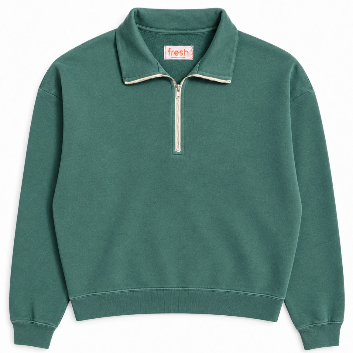 FRESH Barry Cotton Quarter-Zip Sweatshirt in Green