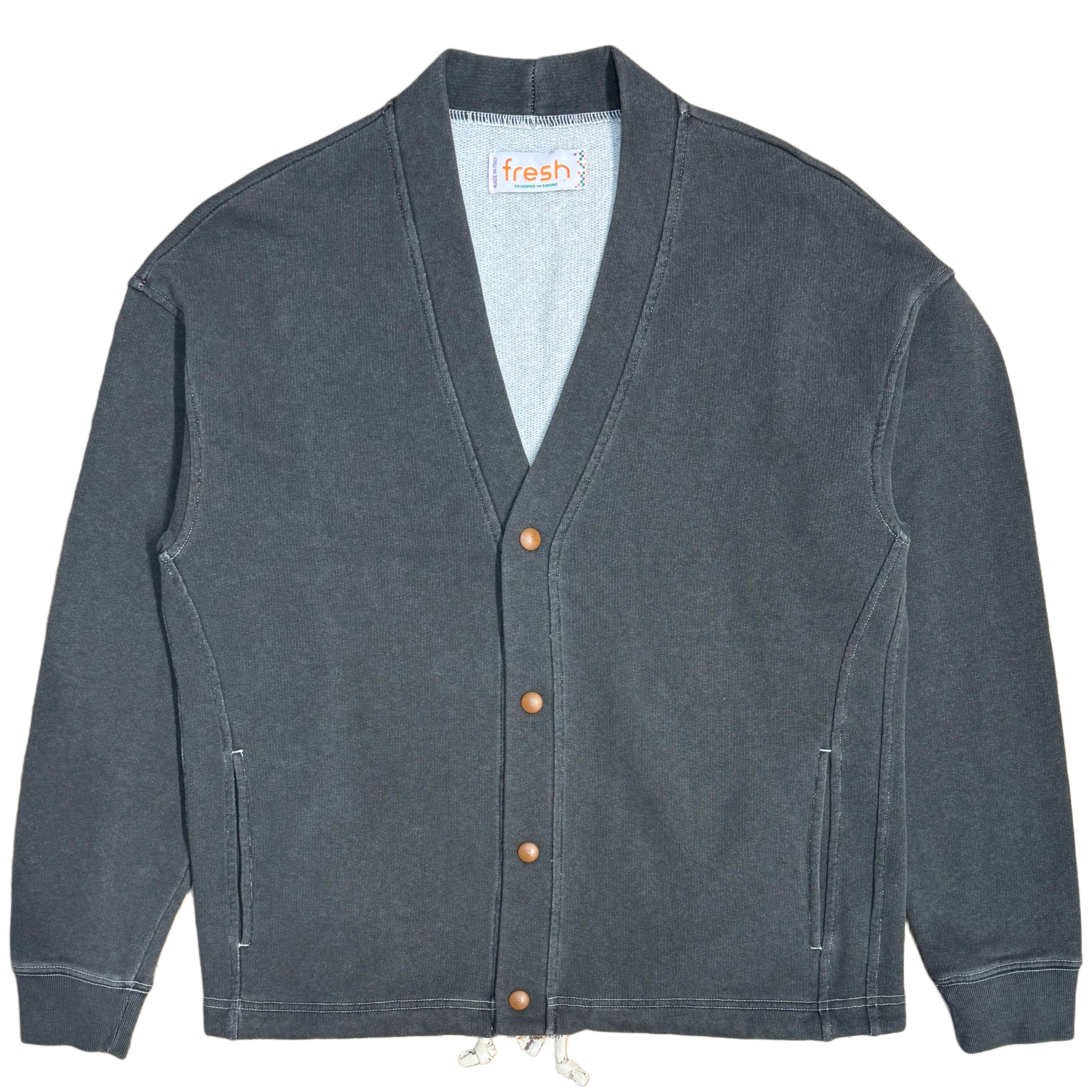 Cardigan FRESH Damon in cotone nero lavato