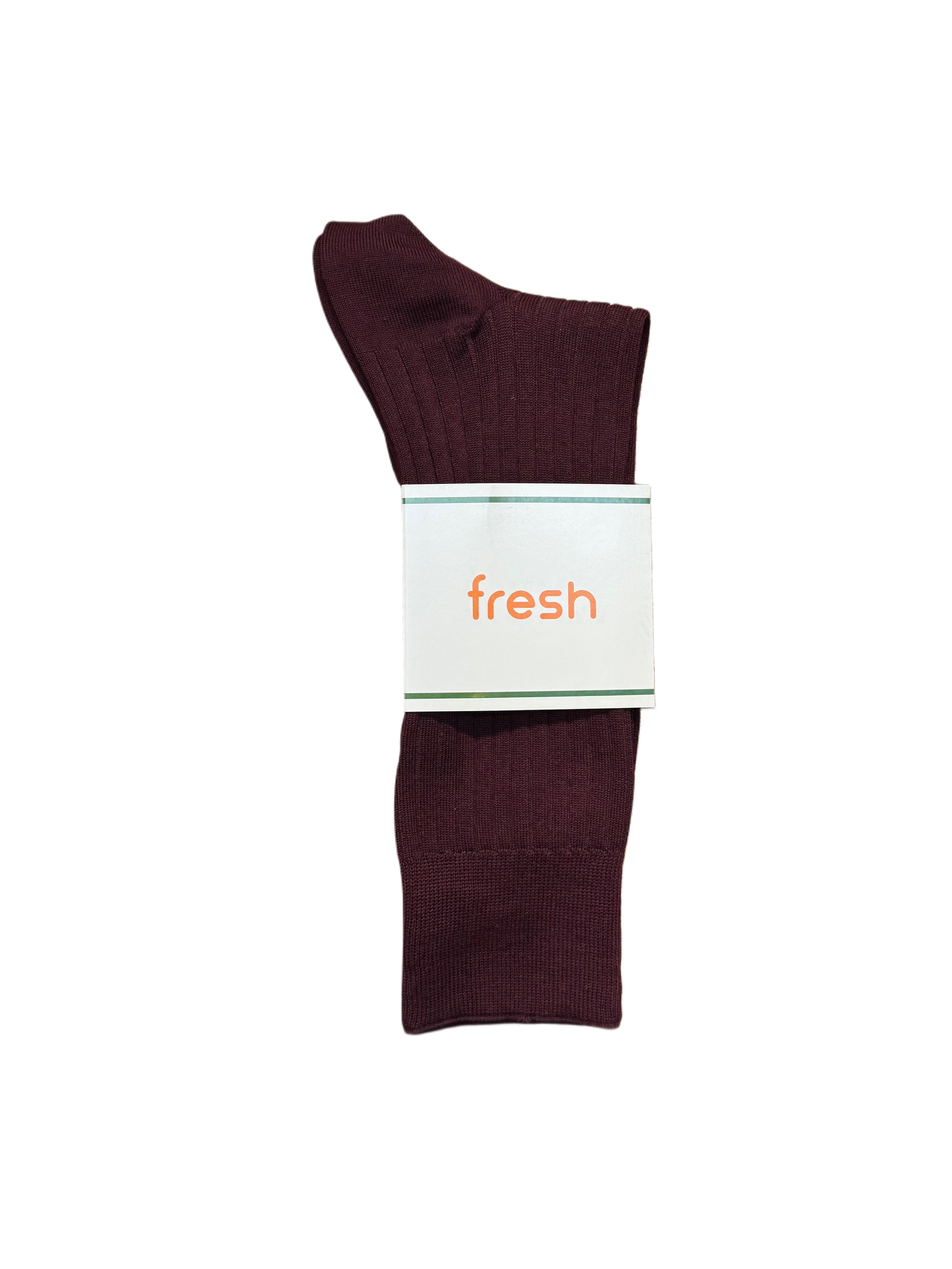 FRESH Cotton Mid-Calf Lenghth Socks In Bordeaux