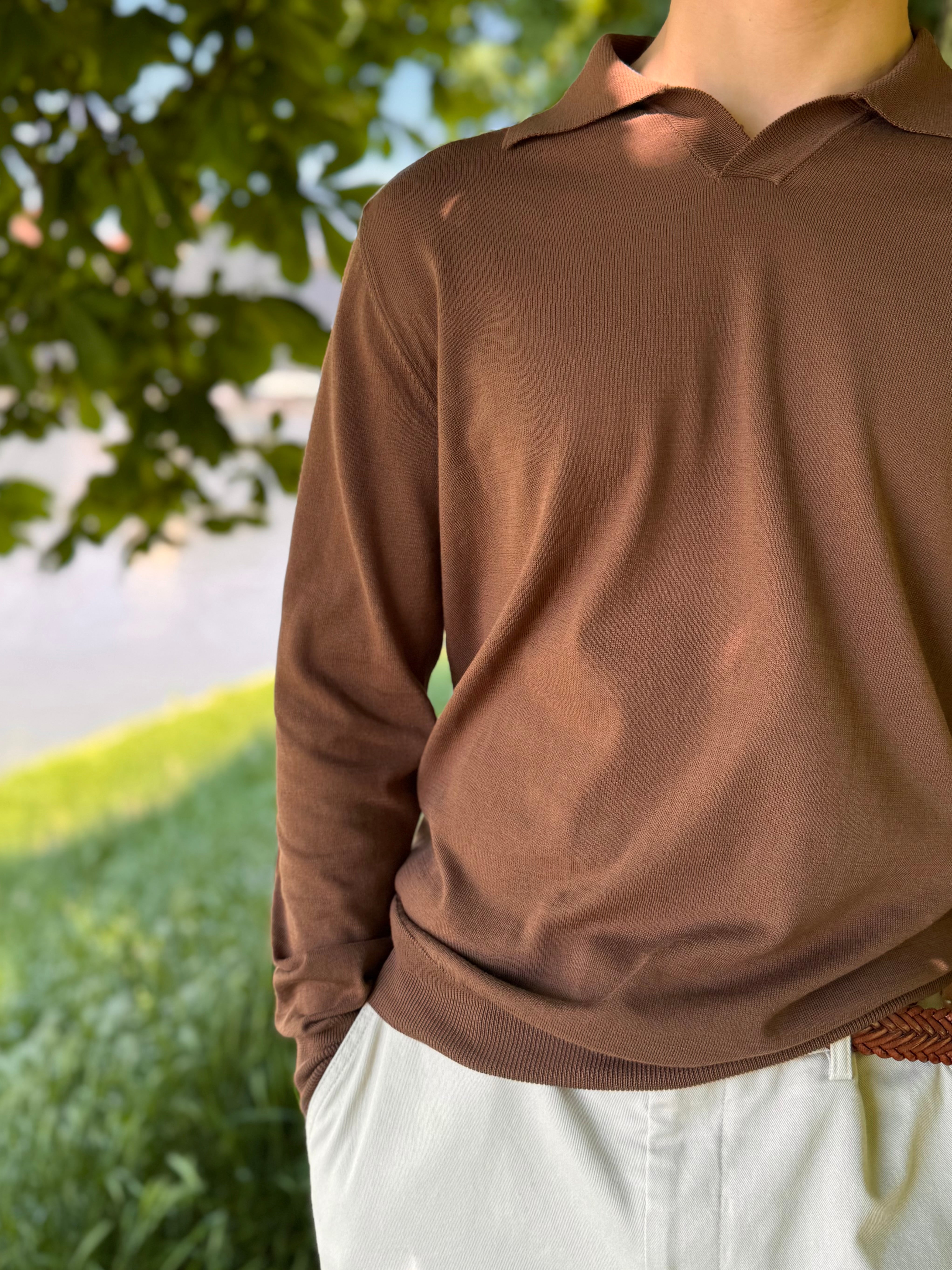 FRESH Morrissey Cotton Polo Shirt in Chocolate