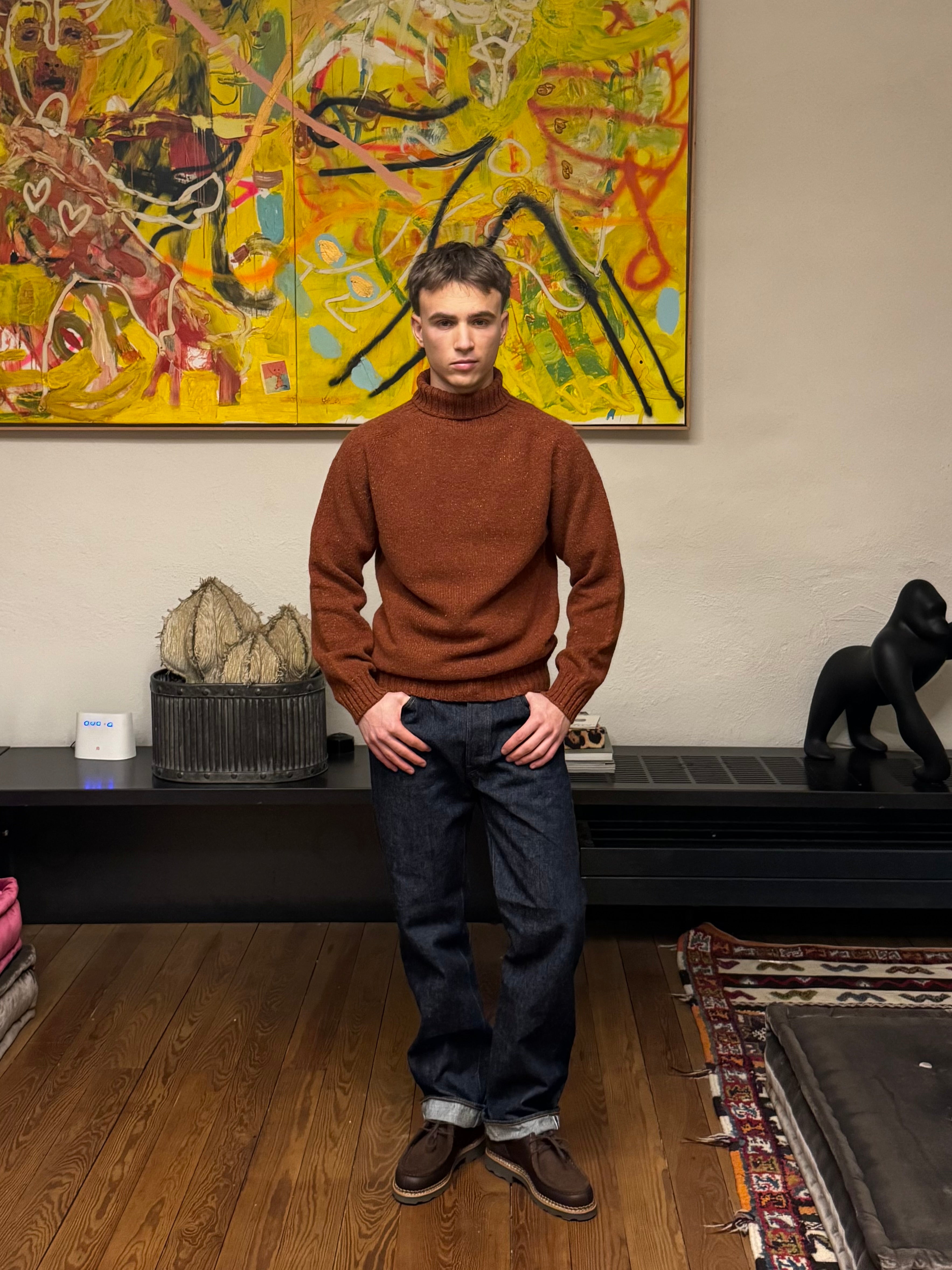 FRESH Mike Donegal Wool Turtleneck Sweater In Rhum