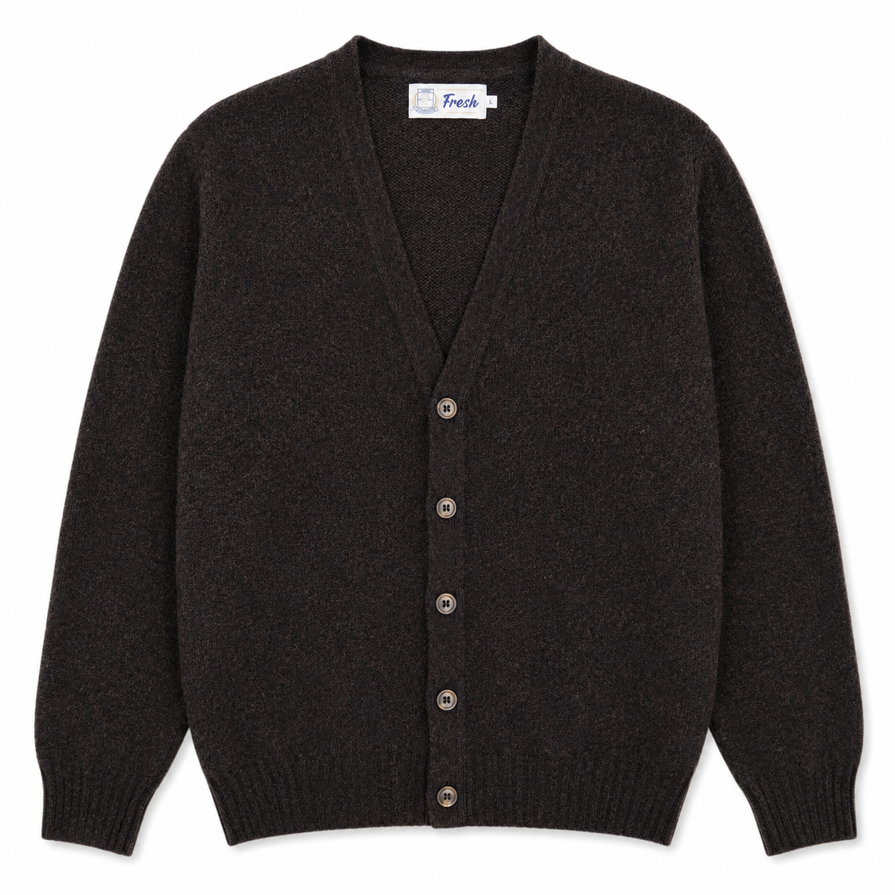 FRESH Dave Shaggy Shetland Wool Cardigan In Volcano