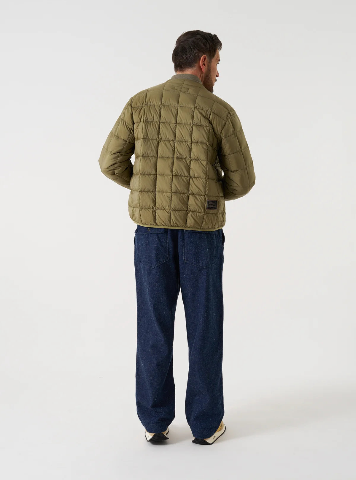 TAION x UNIVERSAL WORKS Green Nylon Soft Shell Down Cardigan