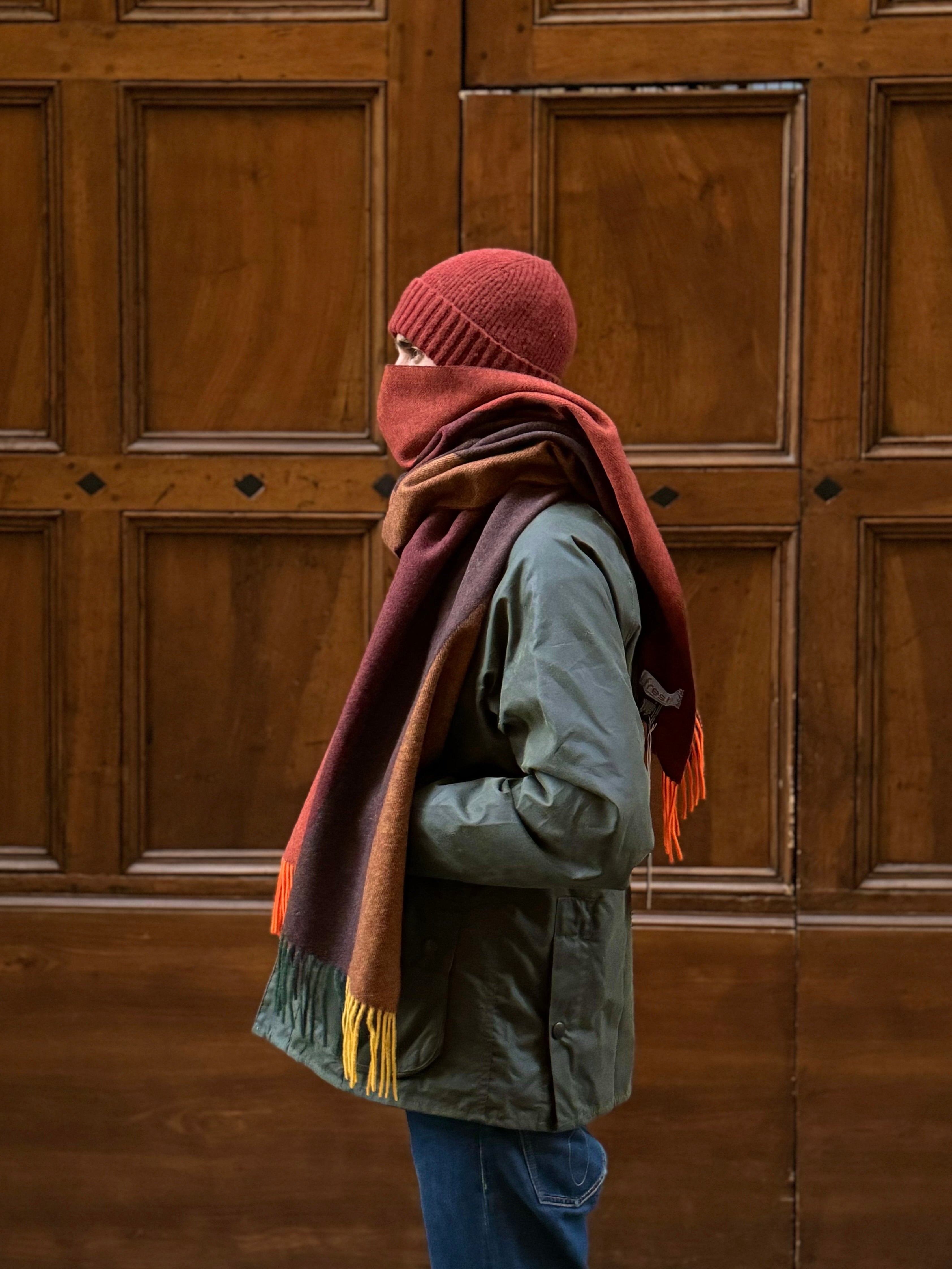 FRESH Striped Orange Wool Scarf