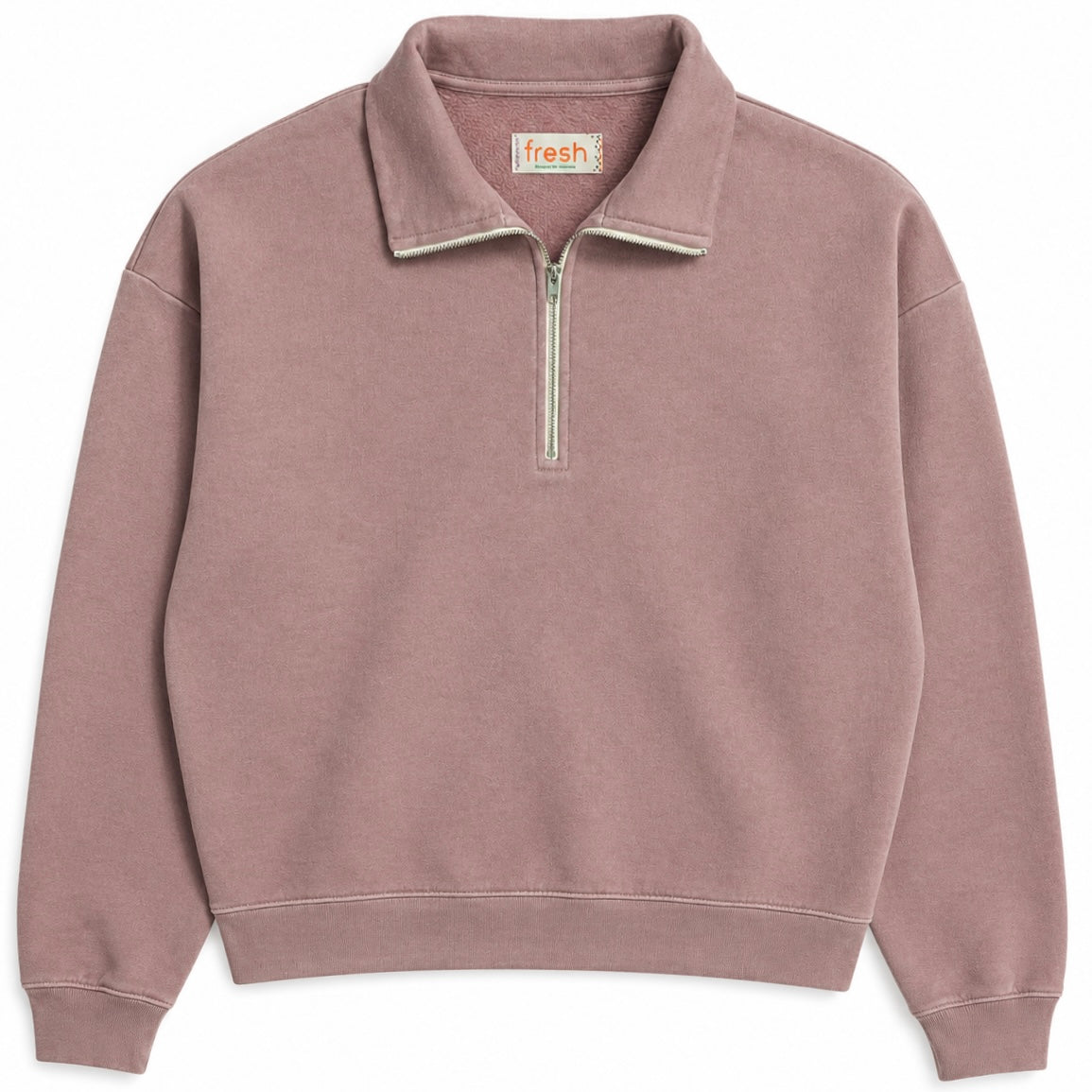 FRESH Barry Cotton Quarter-Zip Sweatshirt  in Antique Pink