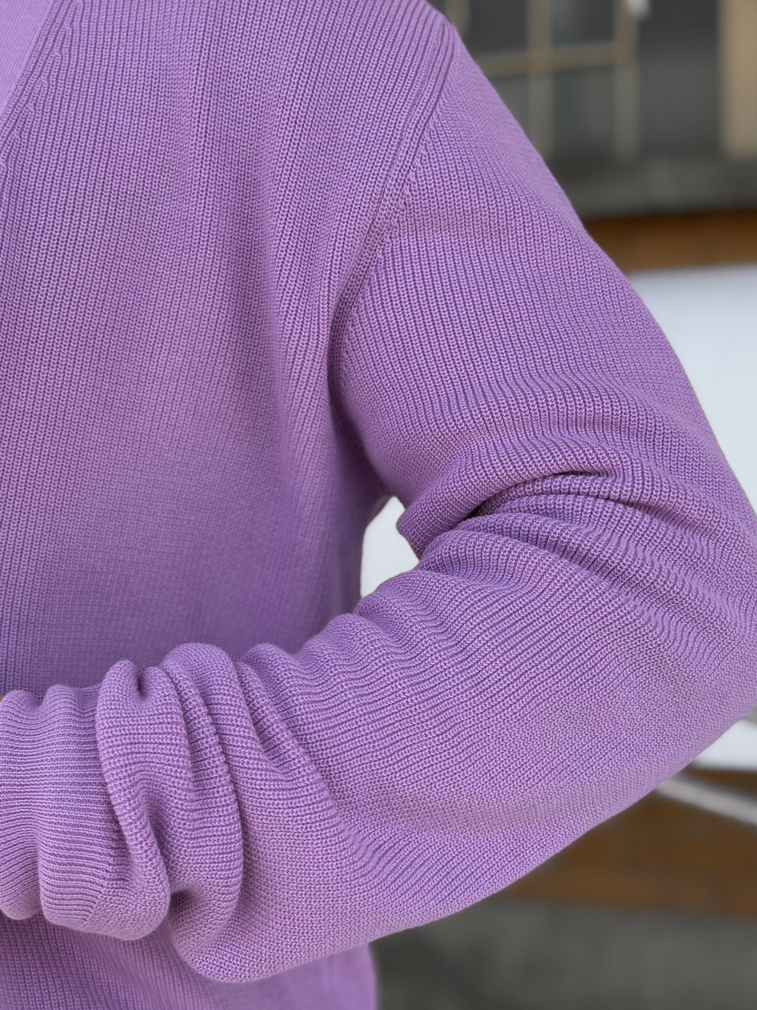 FRESH Scott Italian Cotton Cardigan in Lilac