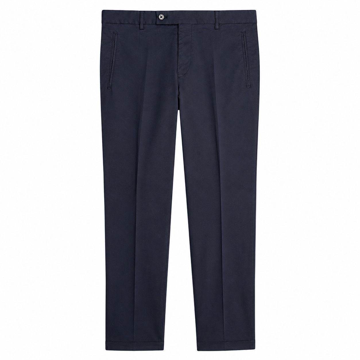 FRESH Pantalon Chino Plissé En Coton Lyocell Nervi En Bleu Marine