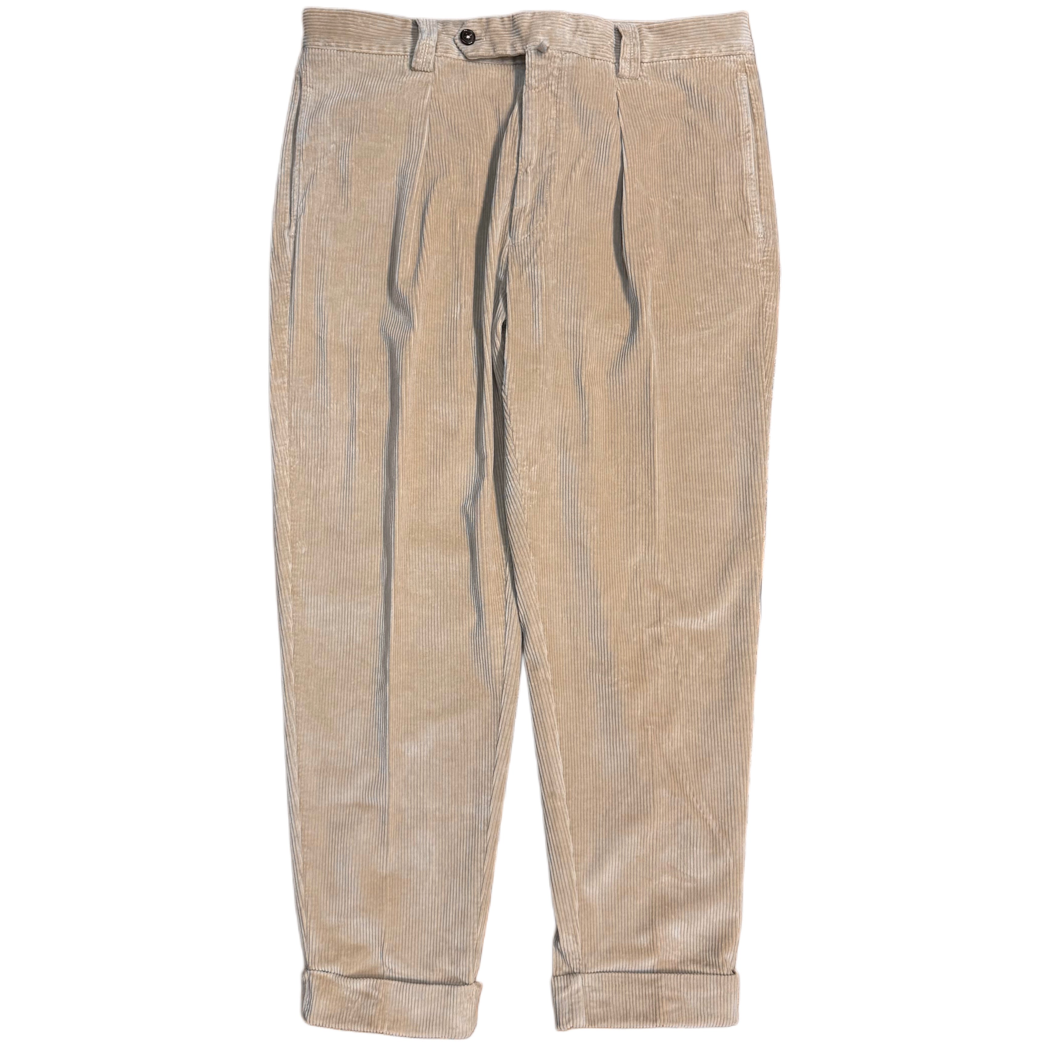 FRESH Camogli Corduroy Pleated Chino Pants In Beige