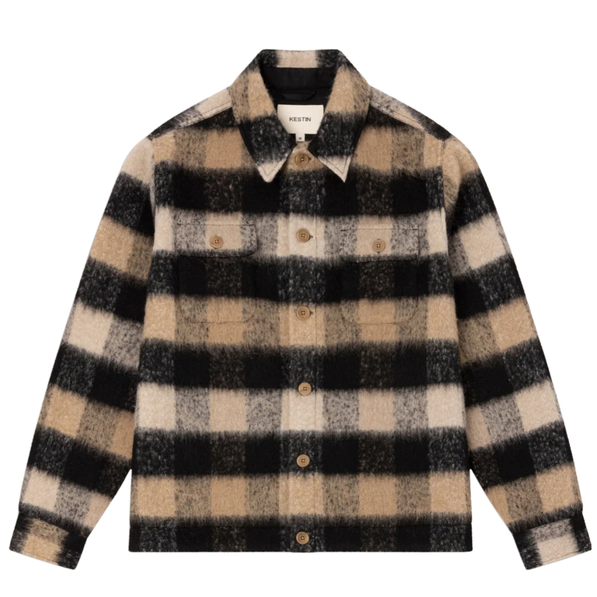 Veste KESTIN Haston en laine brossée à carreaux noirs