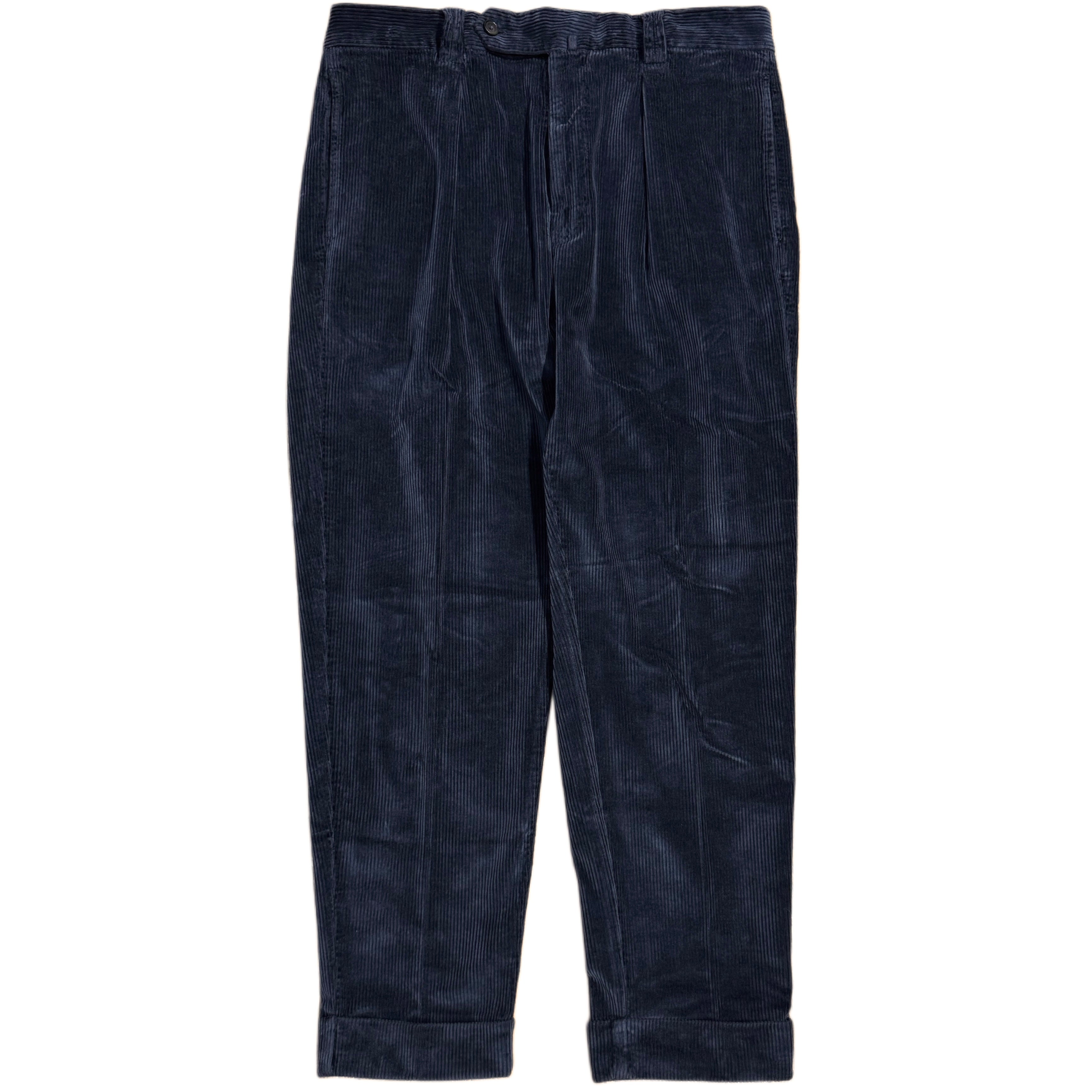 FRESH Camogli Corduroy Pleated Chino Pants In Blue Navy