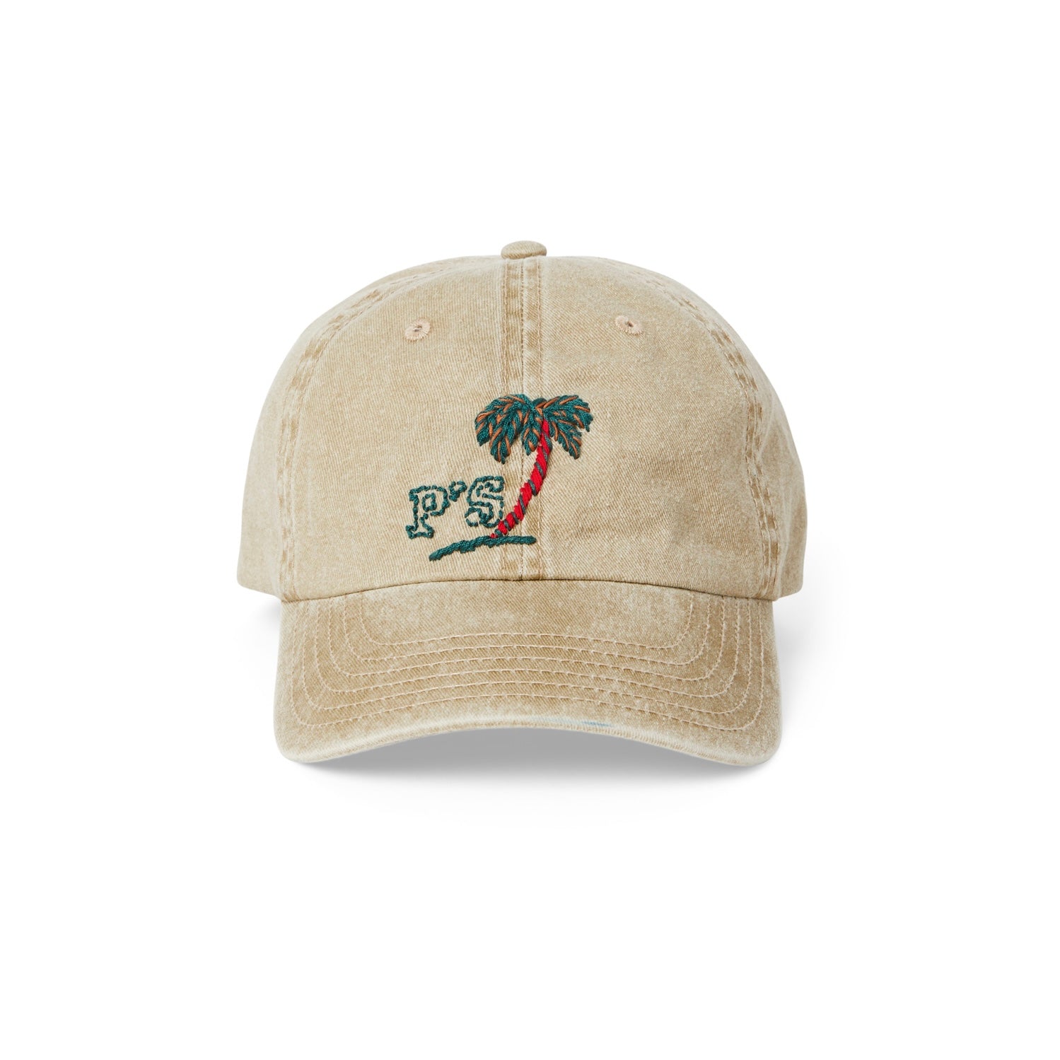 PRESIDENT’S Baseball Cap In Delave Khaki Gabardine With Palm Embroidery