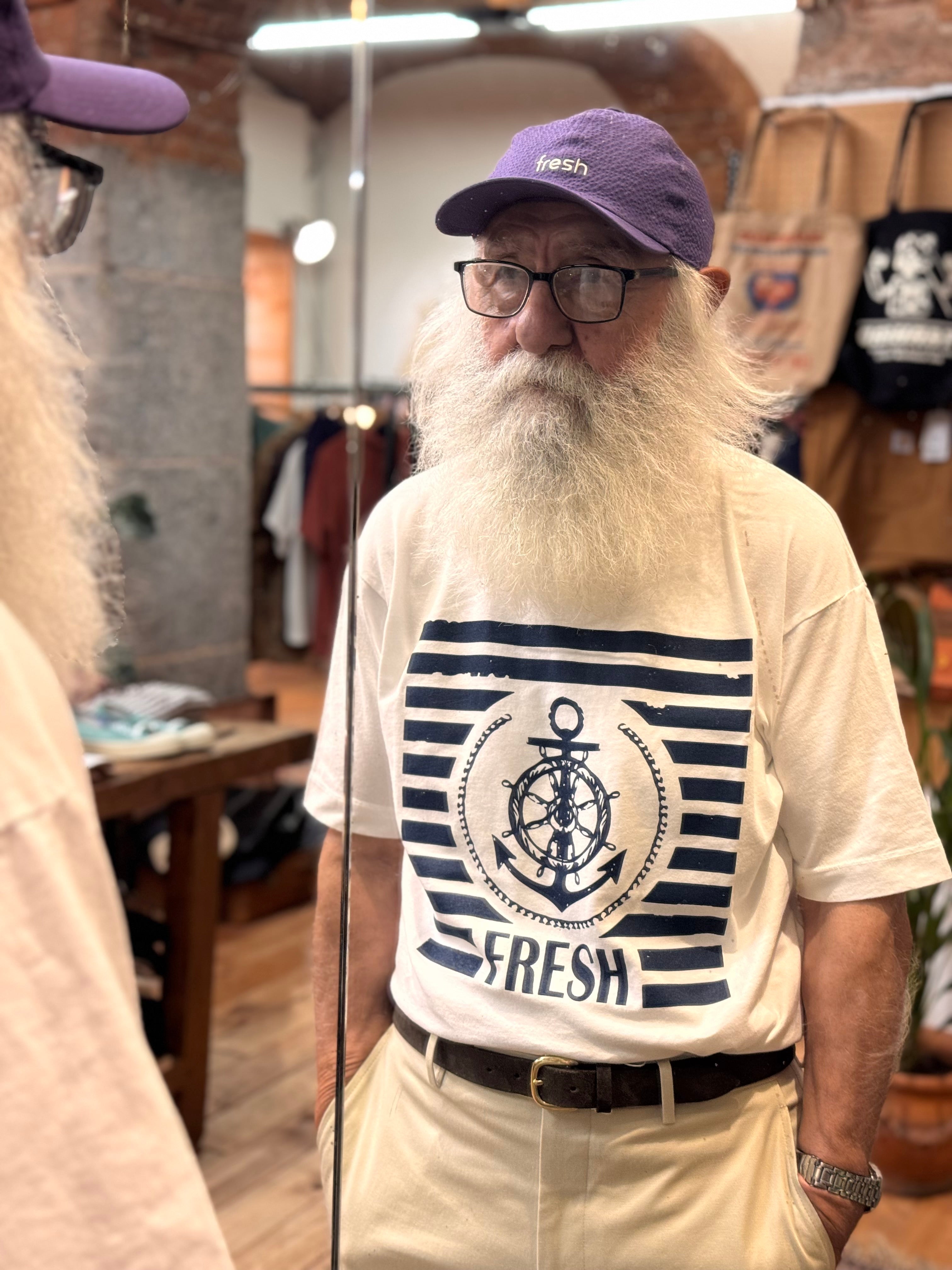T-shirt en coton FRESH Ancora blanc et marine