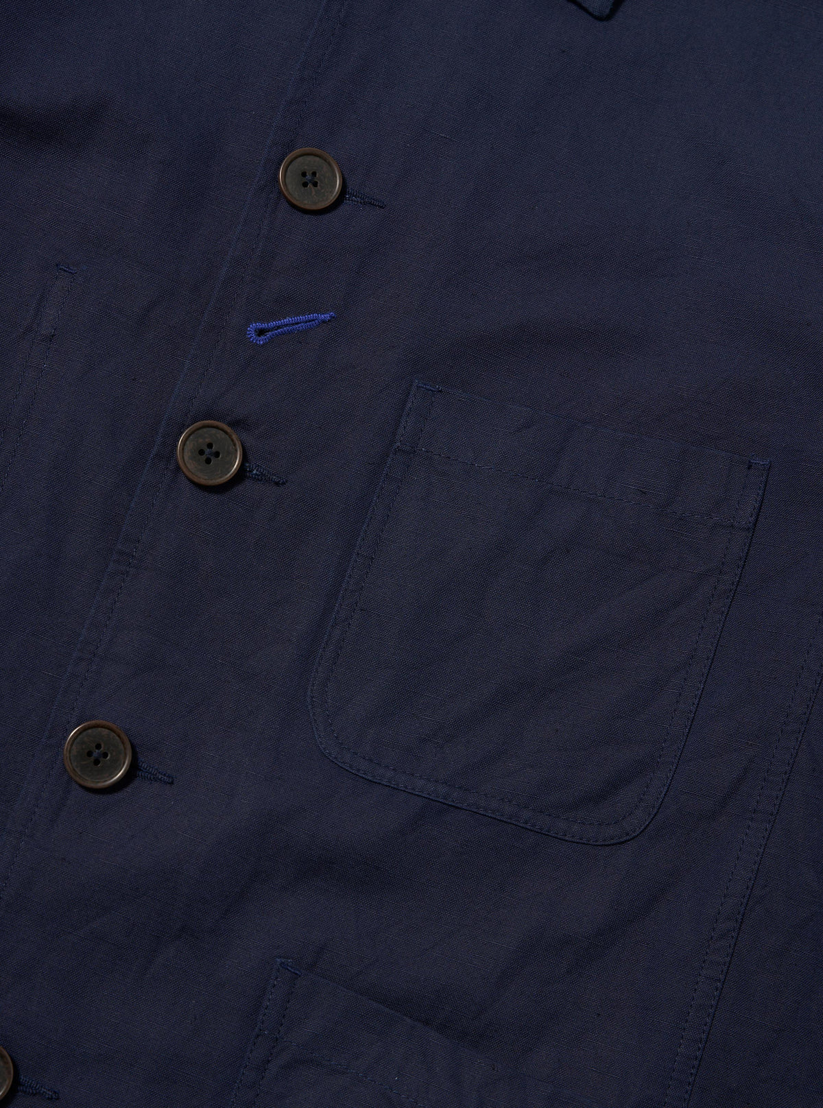UNIVERSAL WORKS Navy Linen Slub Weave Bakers Jacket