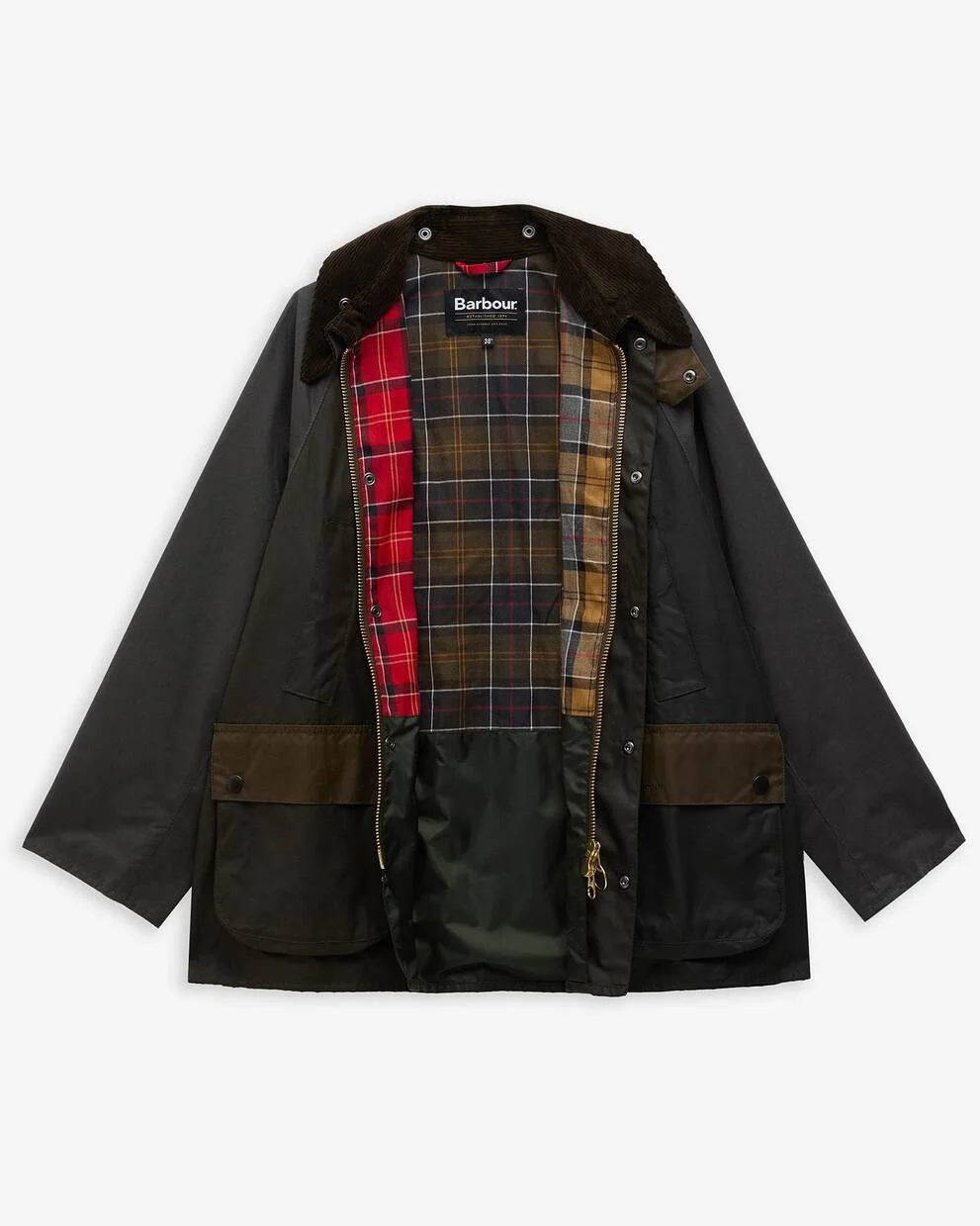 BARBOUR Patchwork Oversized Bedale Waxed Jacket Sage Multi