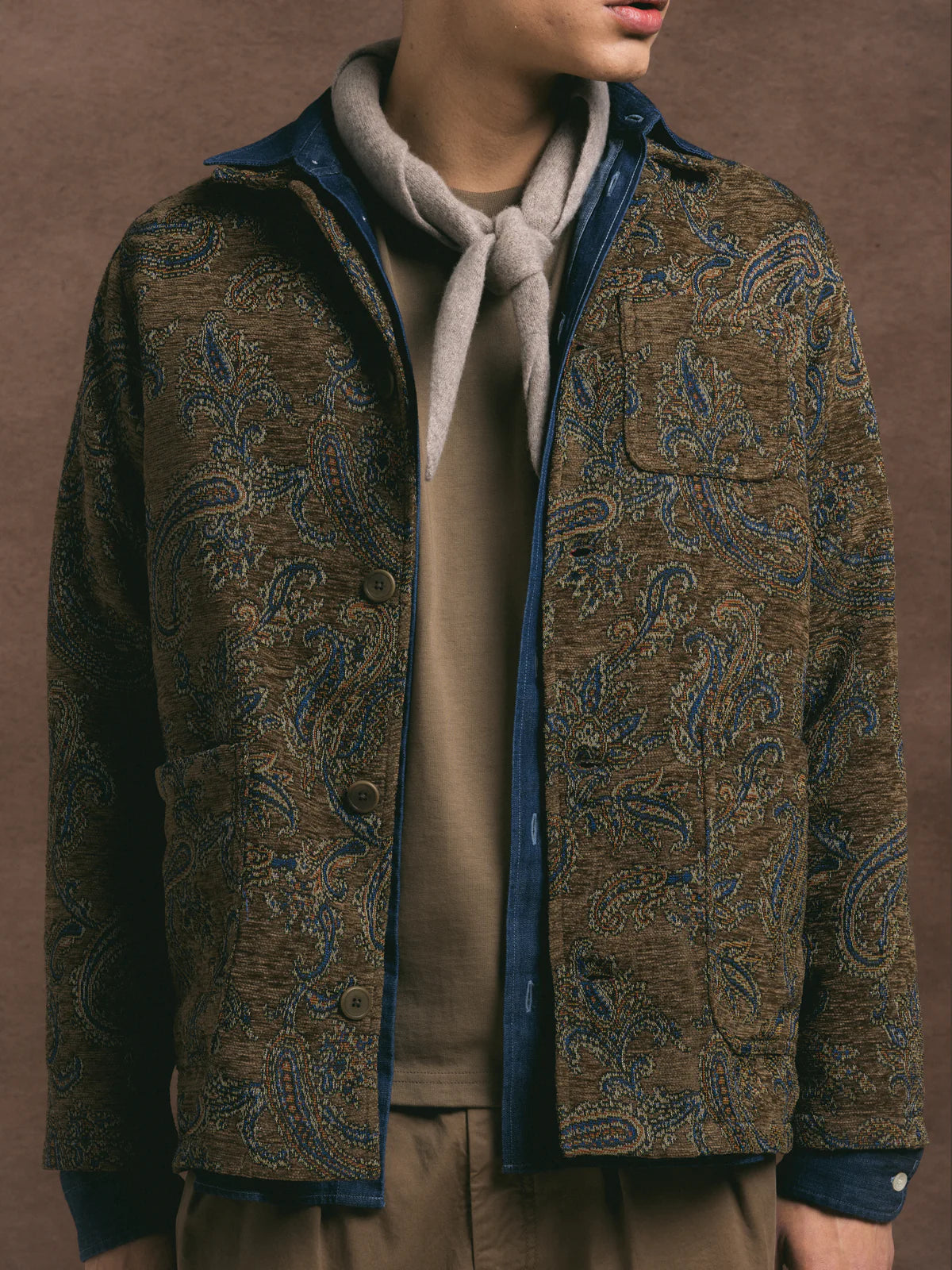 KESTIN Ormiston Jacket in Olive Paisley Jacquard