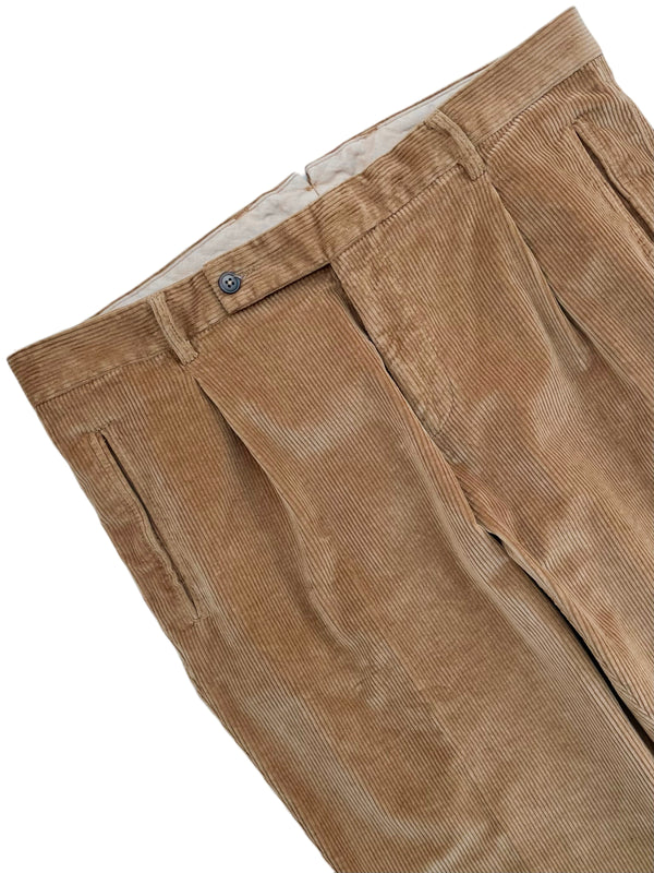 FRESH Corduroy Pleated Chino Pants In Khaki