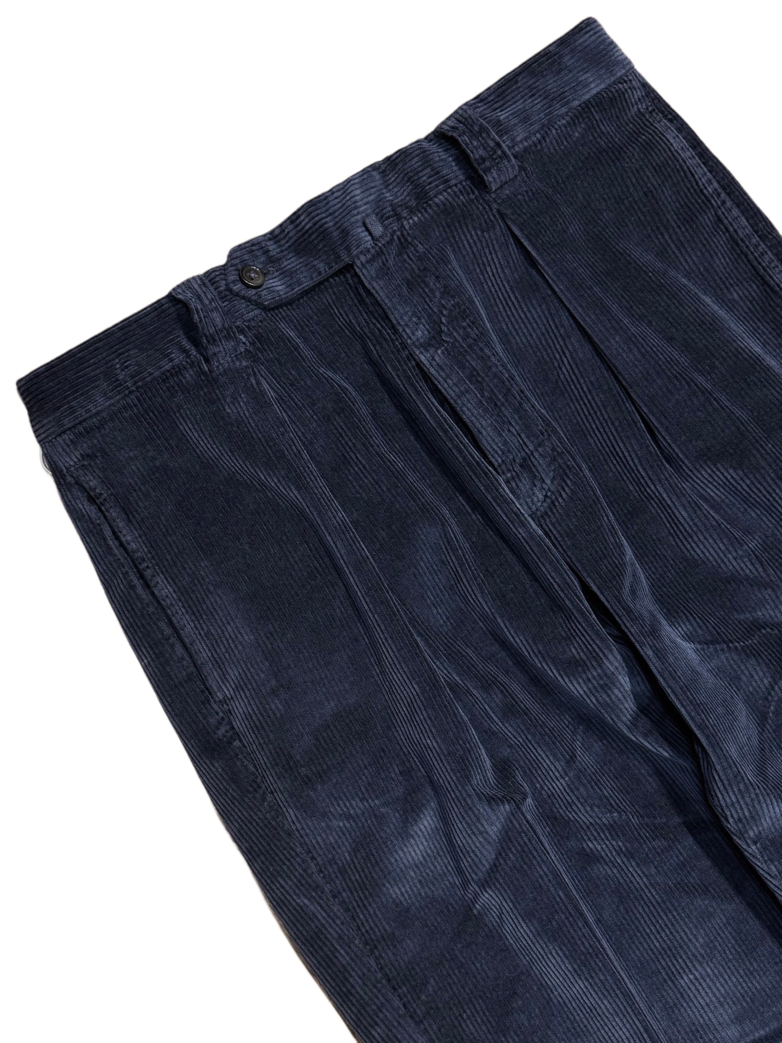 FRESH Camogli Corduroy Pleated Chino Pants In Blue Navy