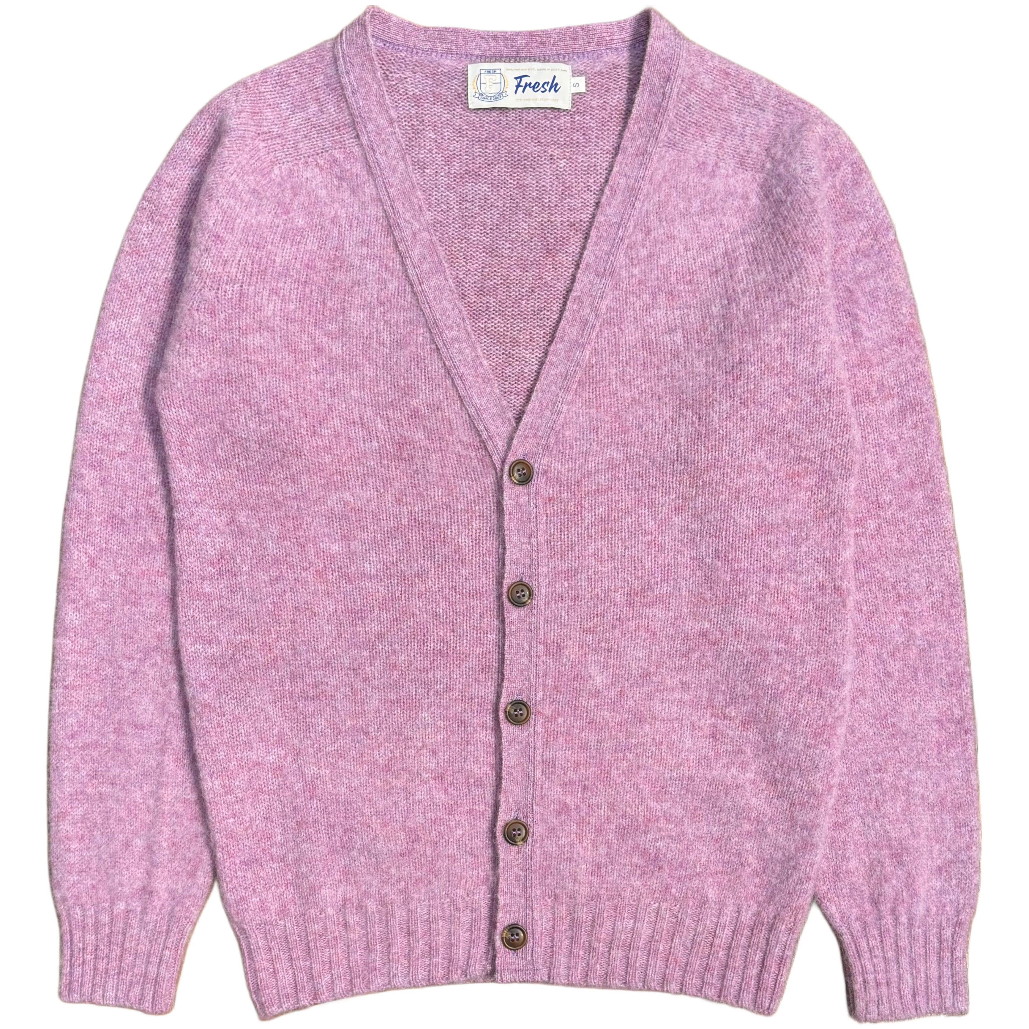 FRESH Dave Shaggy Shetland Wool Cardigan In Nettle