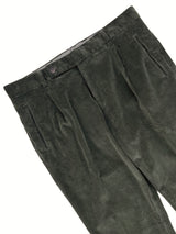 FRESH Corduroy Pleated Chino Pants In Army Green