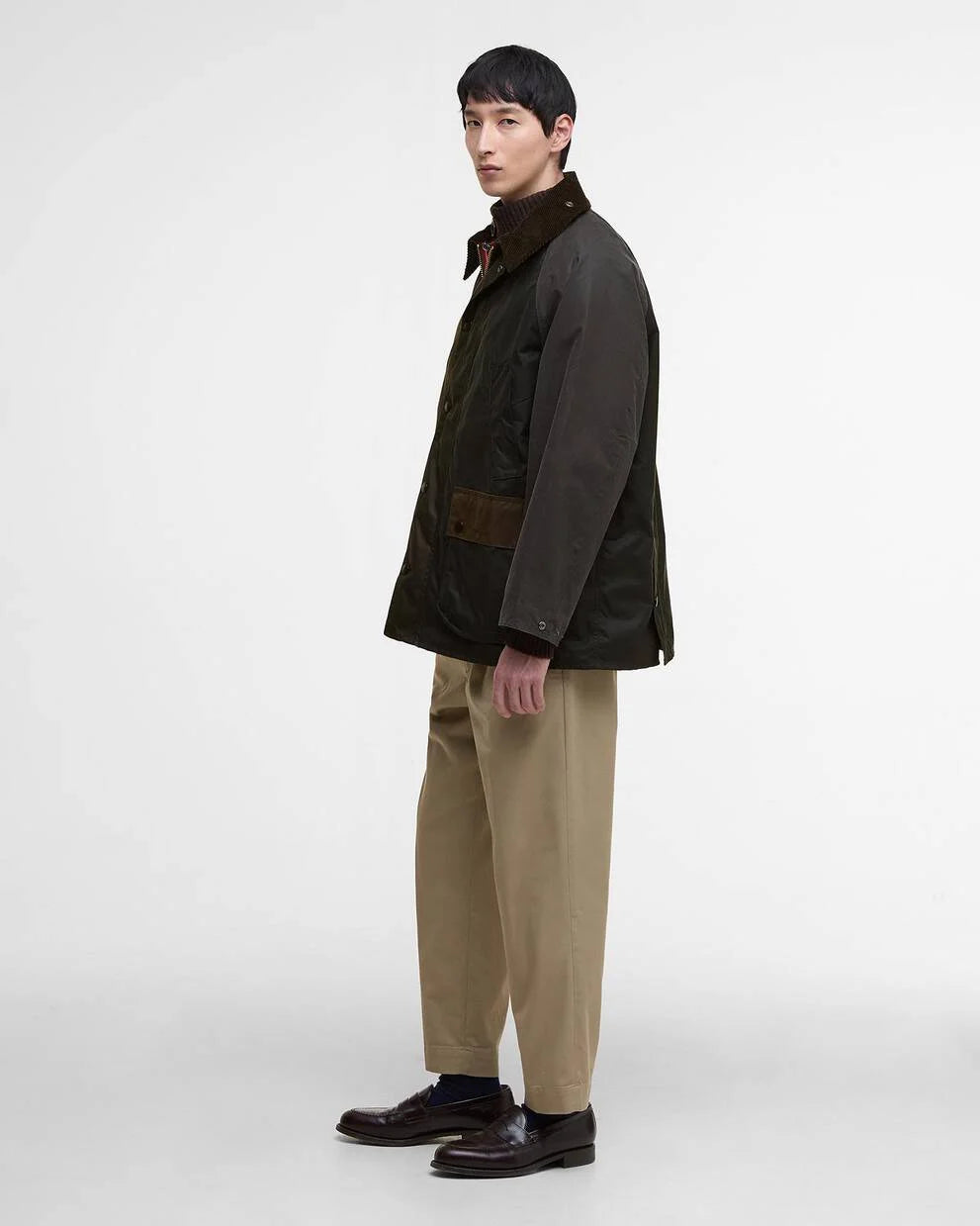 BARBOUR Patchwork Oversized Bedale Waxed Jacket Sage Multi