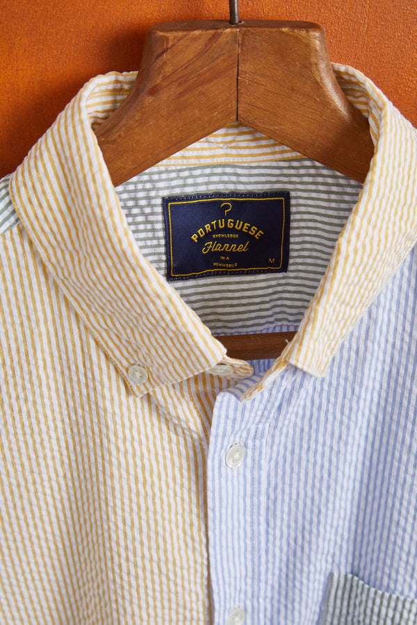 PORTUGUESE FLANNEL Atlantico Seersucker Patchwork Shirt