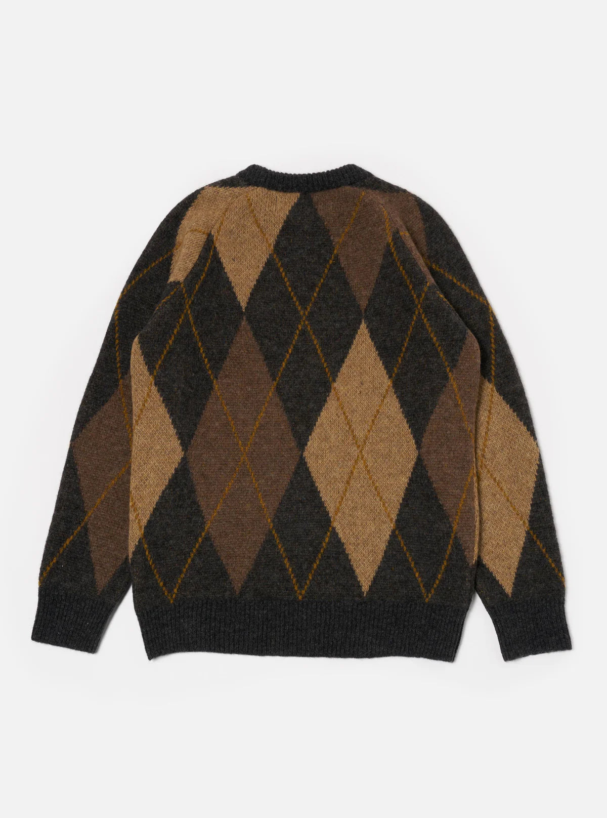 UNIVERSAL WORKS Brown Alpaca Knit Big Argyll Crew